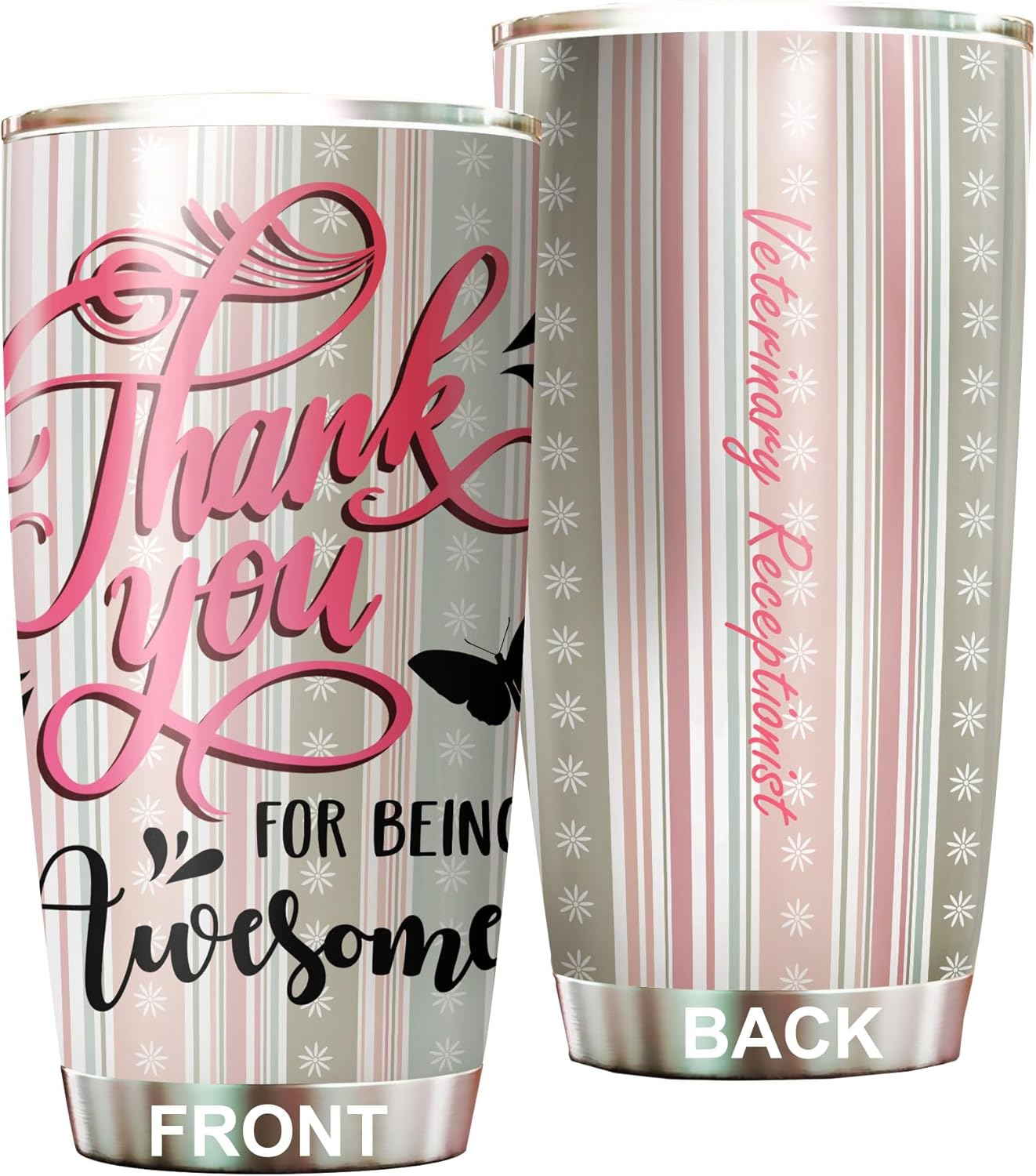Vaso de recepcionista veterinario de acero inoxidable de 20 onzas, regalos de agradecimiento para compañeros de trabajo, hombres, mujeres, amigos
