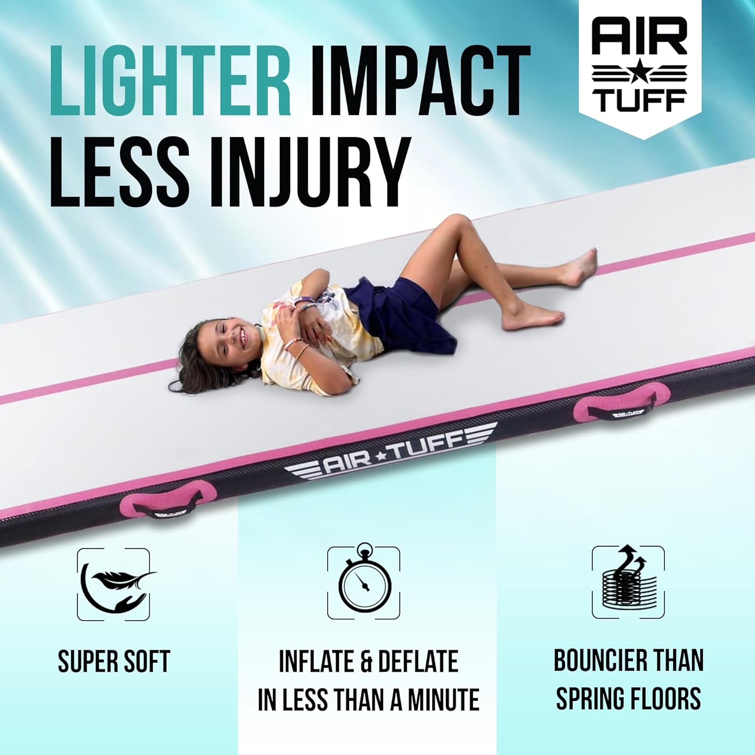 Colchoneta inflable de gimnasia  pista de aire con bomba eléctrica para gimnasio en casa, yoga, animación, equipo de gimnasia, incluye bolsa para