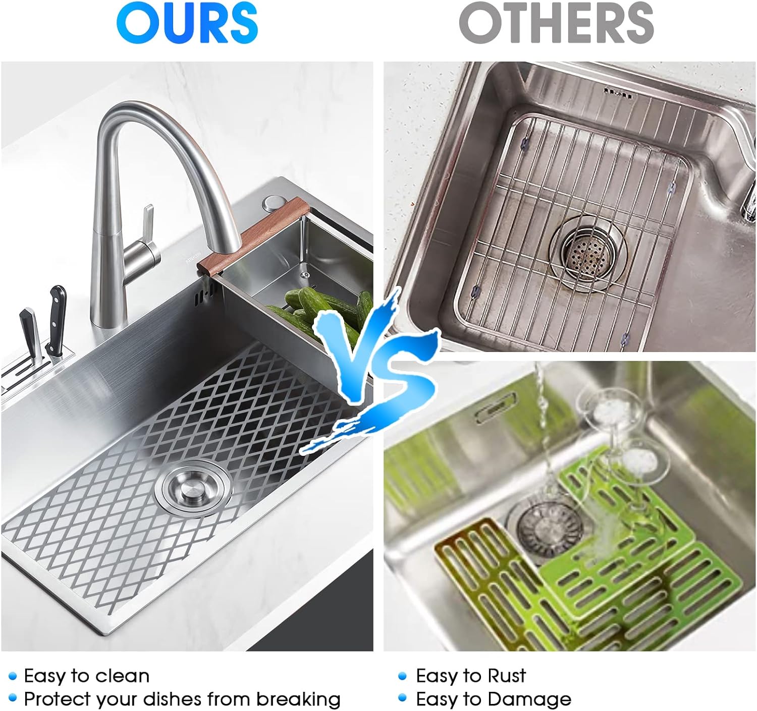Protectores de fregadero para fregadero de cocina, alfombrilla de silicona de 24.72 x 12.8 pulgadas para la parte inferior del fregadero de