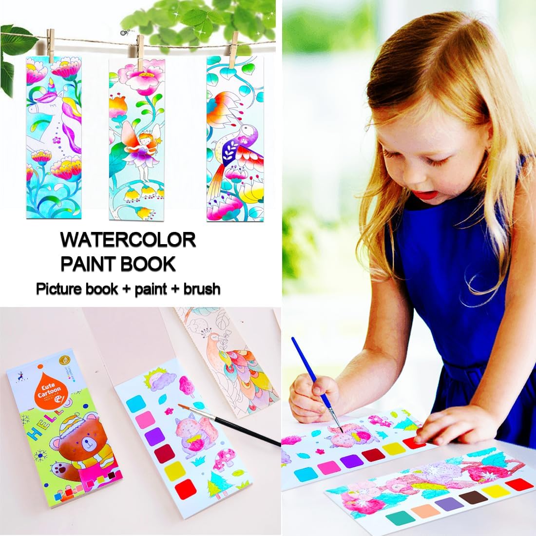 YXOTJHS Juegos de pintura de acuarela para niños, libro de pintura de acuarela de bolsillo, libros para colorear para niños de 4 a 8 años, colorear