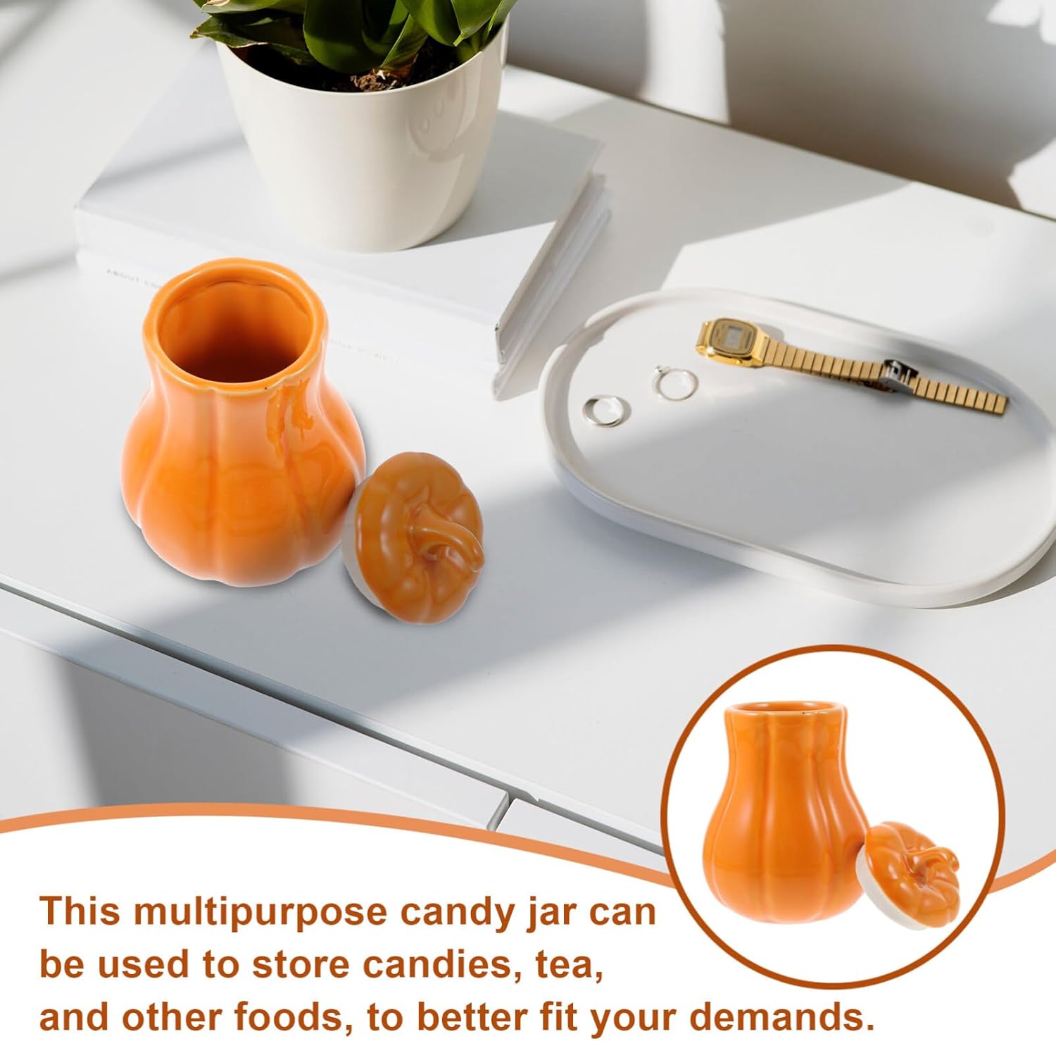 Amosfun Tarros Tarro de caramelo Tanque de almacenamiento Contenedor de caramelo Tarro de cocina de cerámica Recipiente de té Recipiente de té Tarro