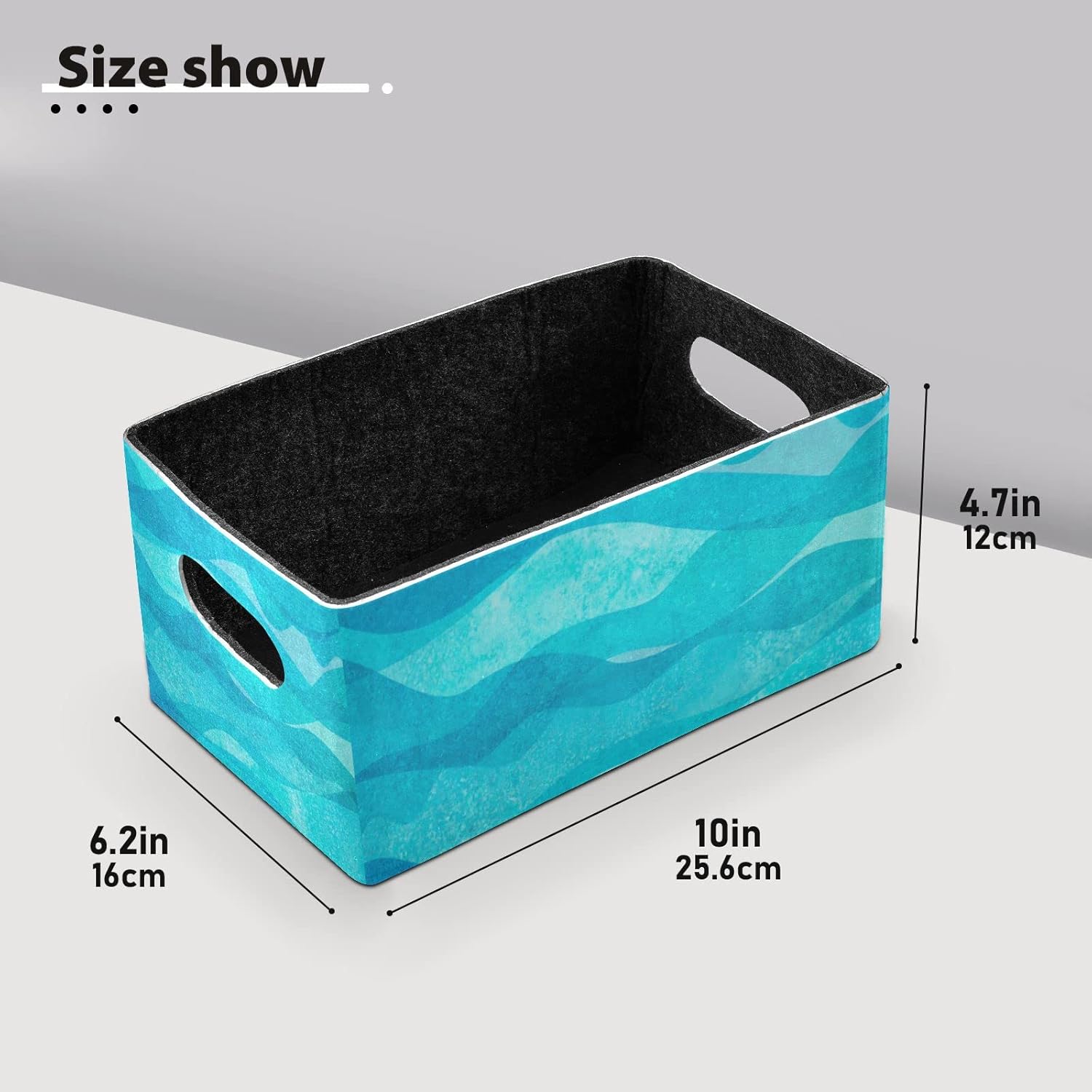 Kcldeci Canastas de almacenamiento de ondas de acuarela de color azul, verde azulado, turquesa, para organizar, cesta de almacenamiento resistente,