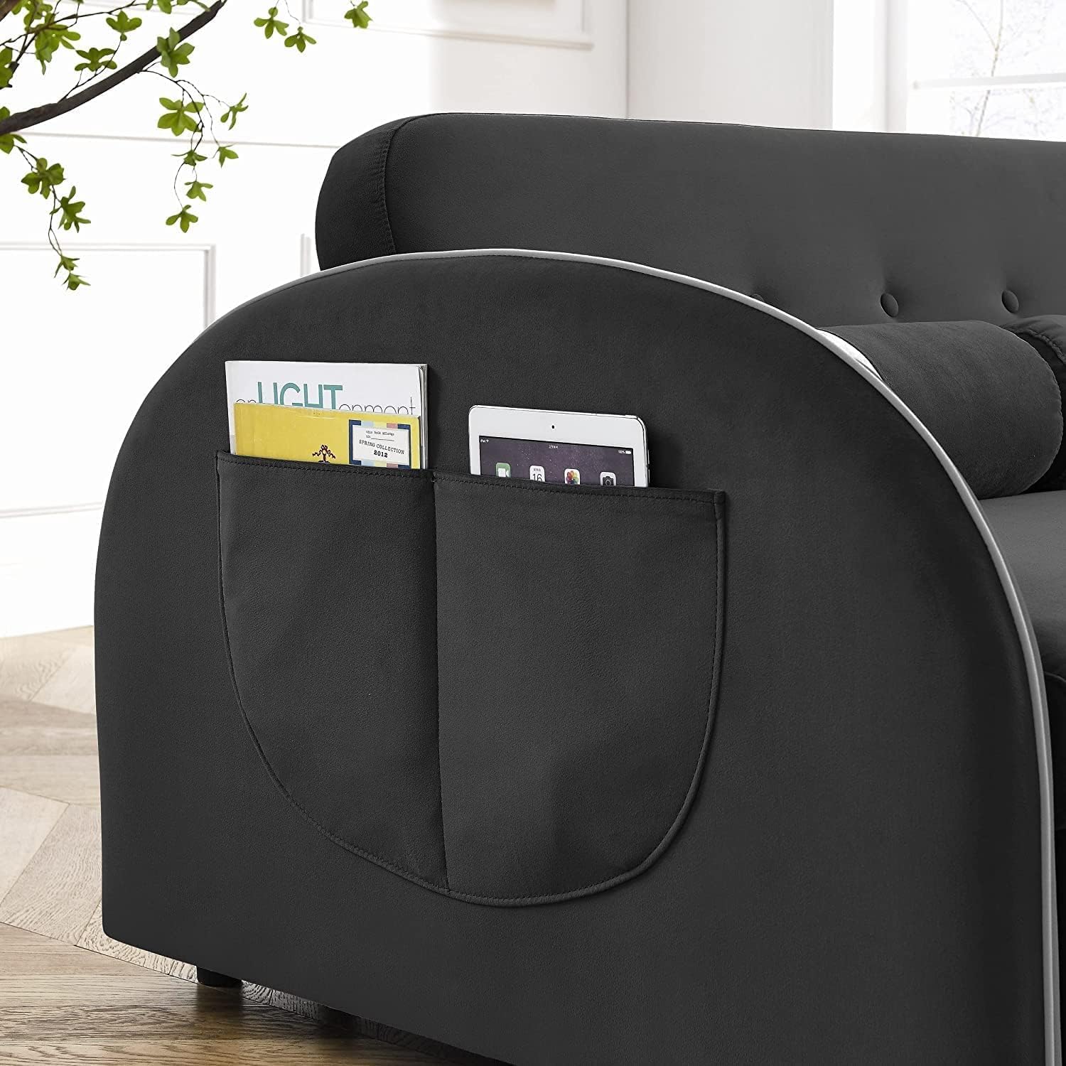 Sofá biplaza convertible 3 en 1 con cama extraíble y respaldo ajustable, sillón reclinable plegable multifuncional, sillón reclinable y tapizado,