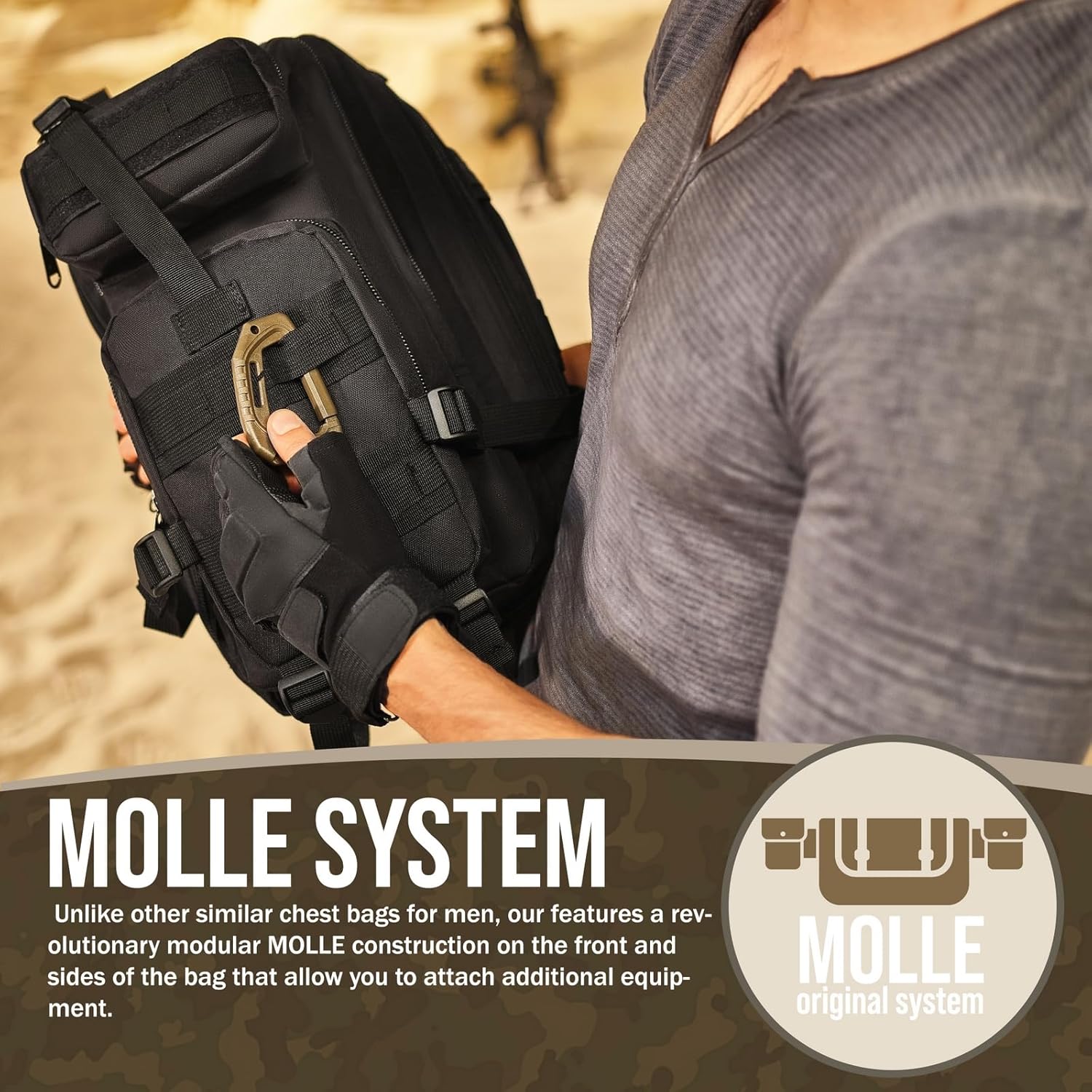 Mochilas tácticas militares Sistema Molle, Negro -, Mochilas tácticas