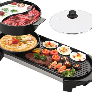 Olla caliente con parrilla, olla caliente eléctrica 2 en 1 Shabu Shabu Shabu parrilla coreana para barbacoa, olla extraíble de 1200 Wbandeja para Olla caliente con parrilla, olla caliente eléctrica 2 en 1 Shabu Shabu Shabu parrilla coreana para barbacoa, olla extraíble de 1200 Wbandeja para