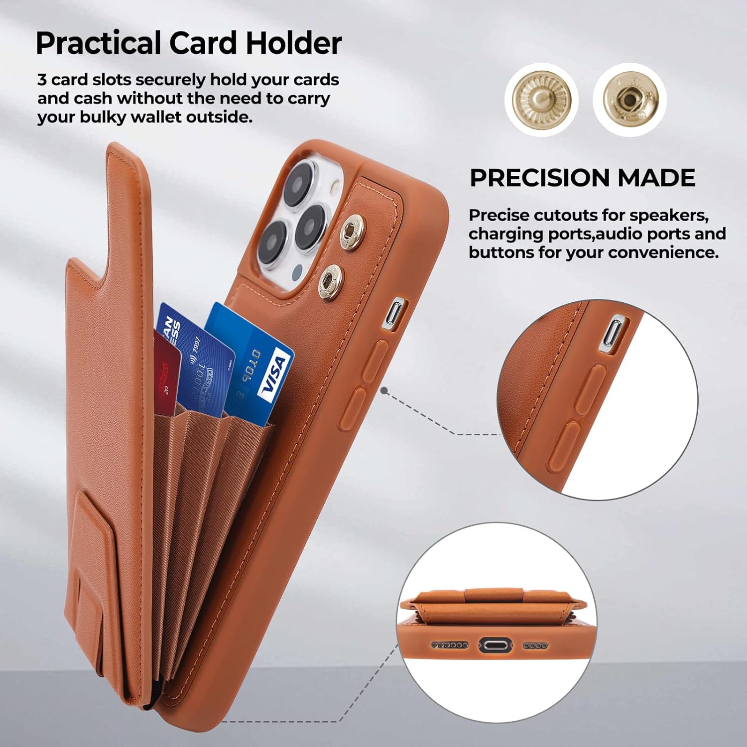 HANDODO Funda tipo cartera compatible con iPhone 14 Pro Max, funda magnética de cuero con ranuras para tarjetas, con bloqueo RFID, doble cierre,