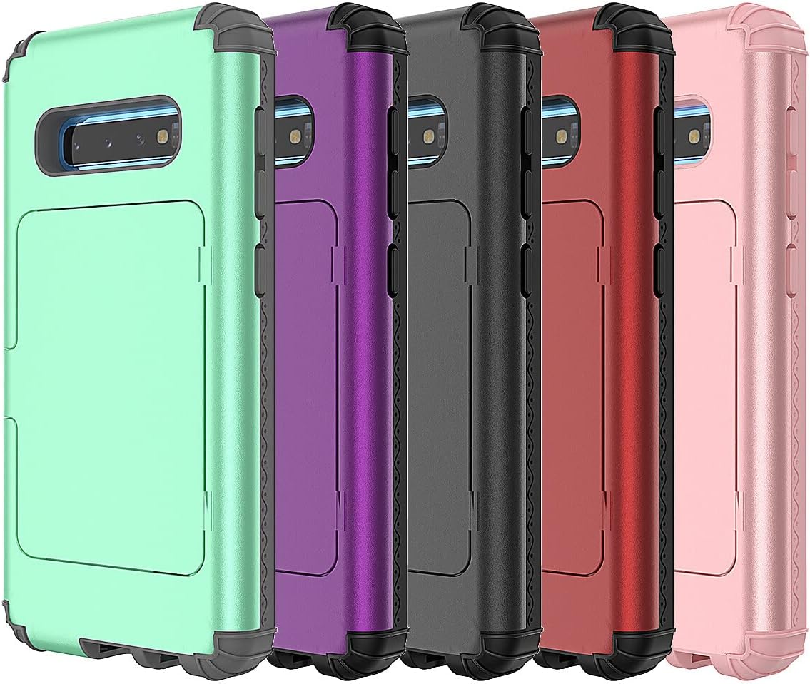 WeLoveCase Funda tipo cartera para Galaxy S10 Defender con espejo oculto, tres capas a prueba de golpes, protección resistente, funda protectora
