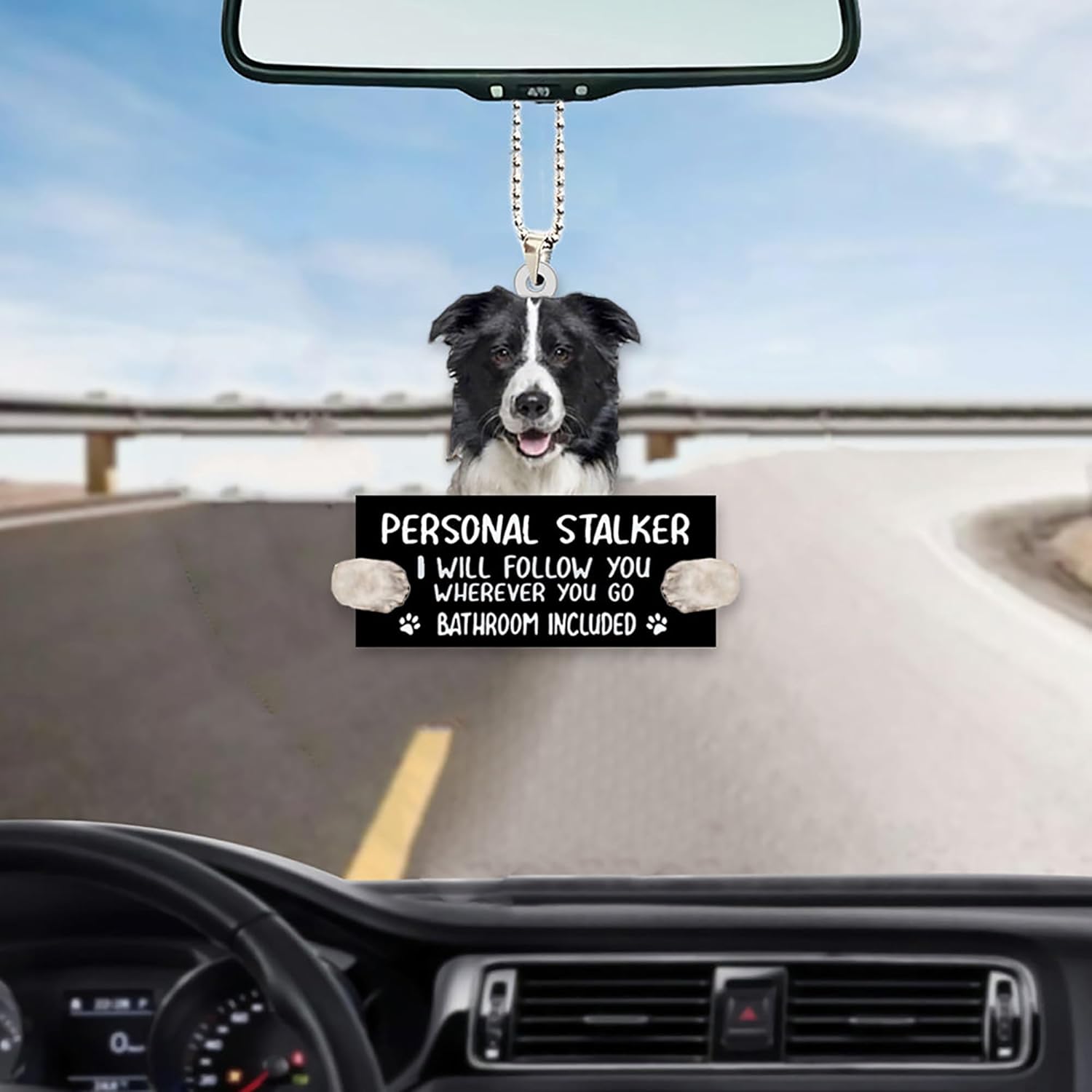 Border Collie 1 – Adorno colgante de auto personal para Navidad, adorno acrílico con nombre personalizado para perro, adorno de Navidad para perro
