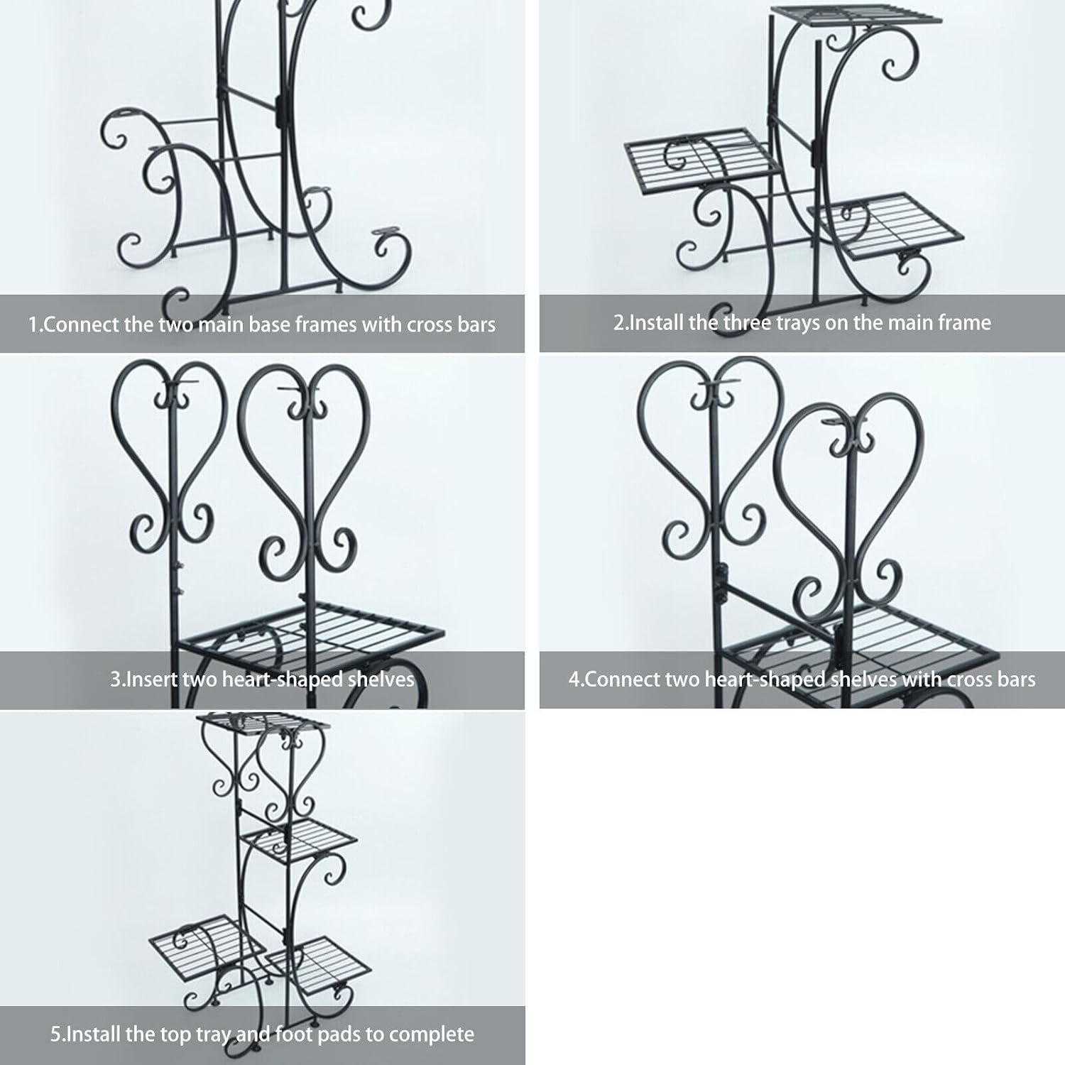 Soporte de esquina de metal de múltiples capas, soporte para plantas de 5 niveles, estante de hierro para decoración de macetas, estante de hierro