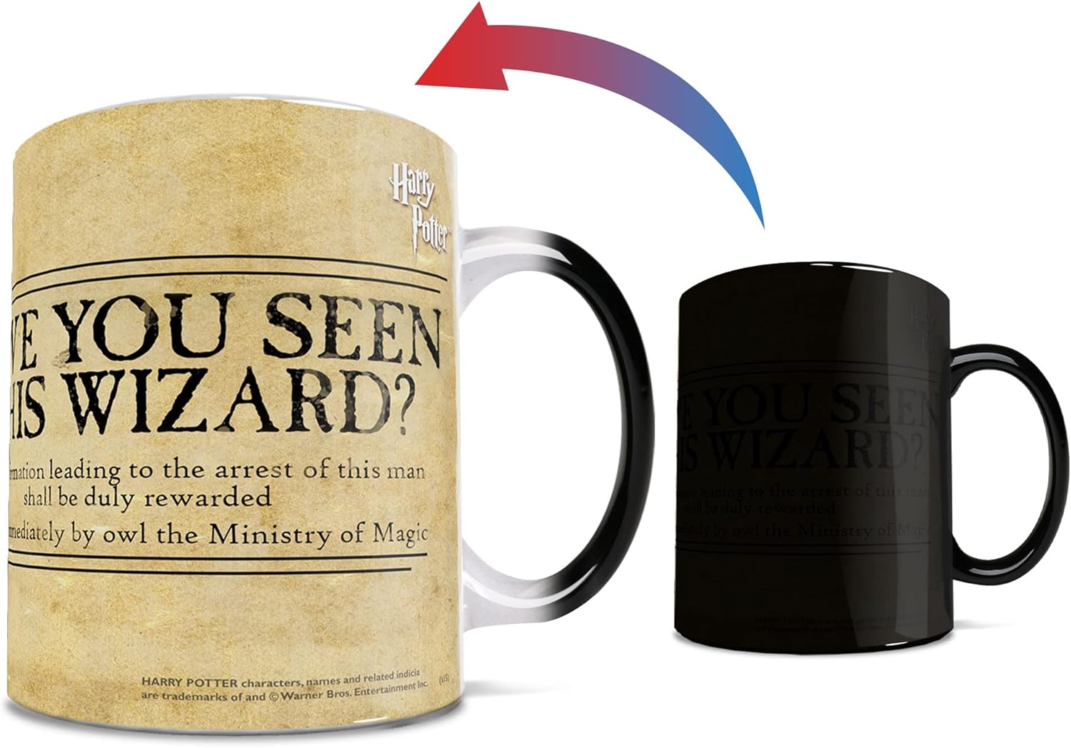 Morphing Mugs Harry Potter – Sirius Black – Wanted Wizard – Una taza de cerámica sensible al calor que cambia de color de 11 onzas  Imagen revelada