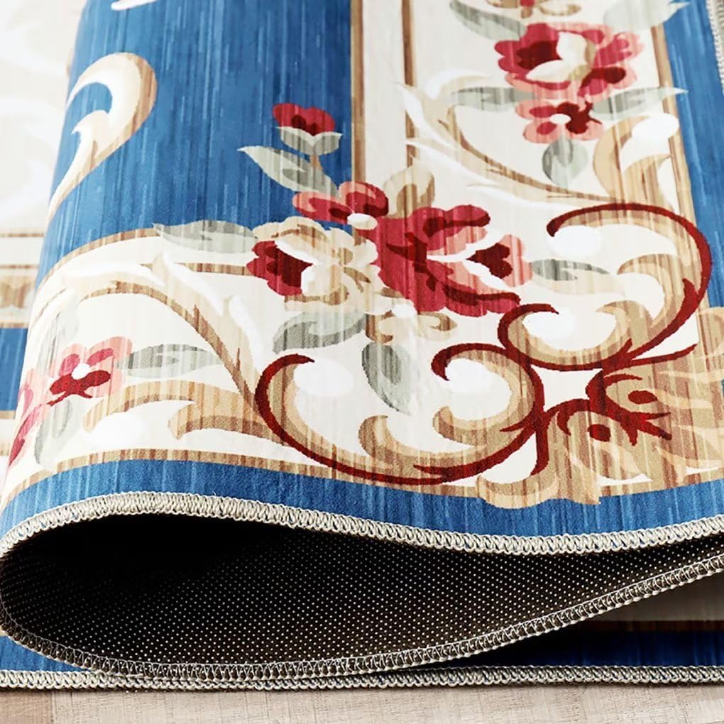 Alfombra tradicional clásica con motivo floral de 6 x 9 pies para cuarto de bebé, antideslizante, lavable, alfombra bohemia para oficina en casa