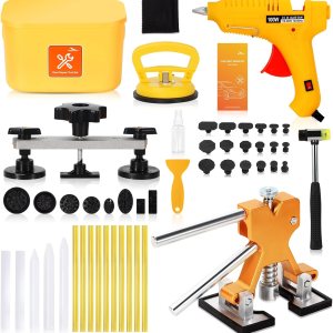 Kit de extracción de abolladuras, reparación de abolladuras sin pintura con extractor de puente de ancho ajustable, extractor elevador, pistola de Kit de extracción de abolladuras, reparación de abolladuras sin pintura con extractor de puente de ancho ajustable, extractor elevador, pistola de