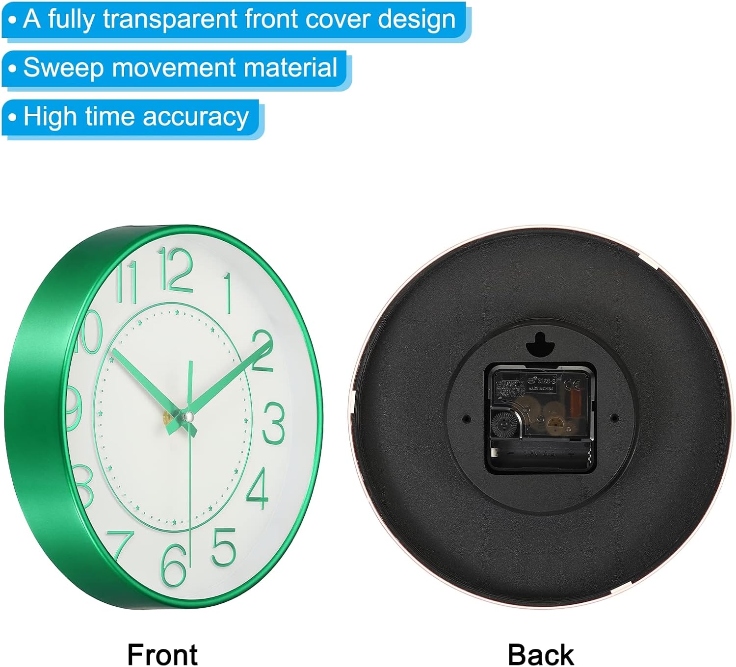 PATIKIL Reloj de pared de 8 pulgadas, funciona con pilas, silencioso y moderno reloj de pared redondo sin tictac para decoración de cocina, oficina,