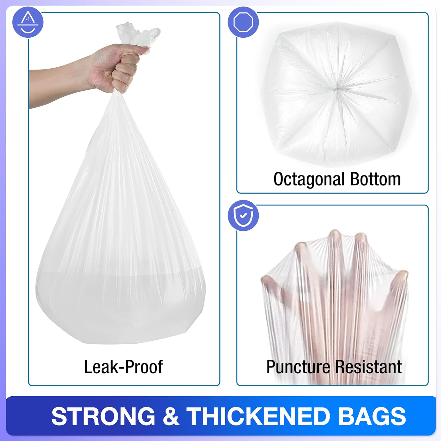 Charmount Bolsas de basura de 8 galones, 110 bolsas de basura medianas para baño, cocina, oficina, transparentes, sin perfume
