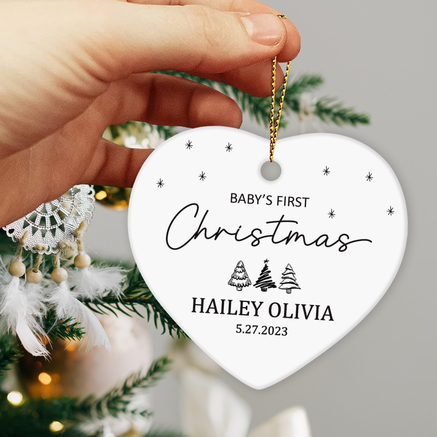 Adorno personalizado para la primera Navidad del bebé 2024, adorno de Navidad para bebé, adorno de Navidad de primer niño, adornos de cerámica para