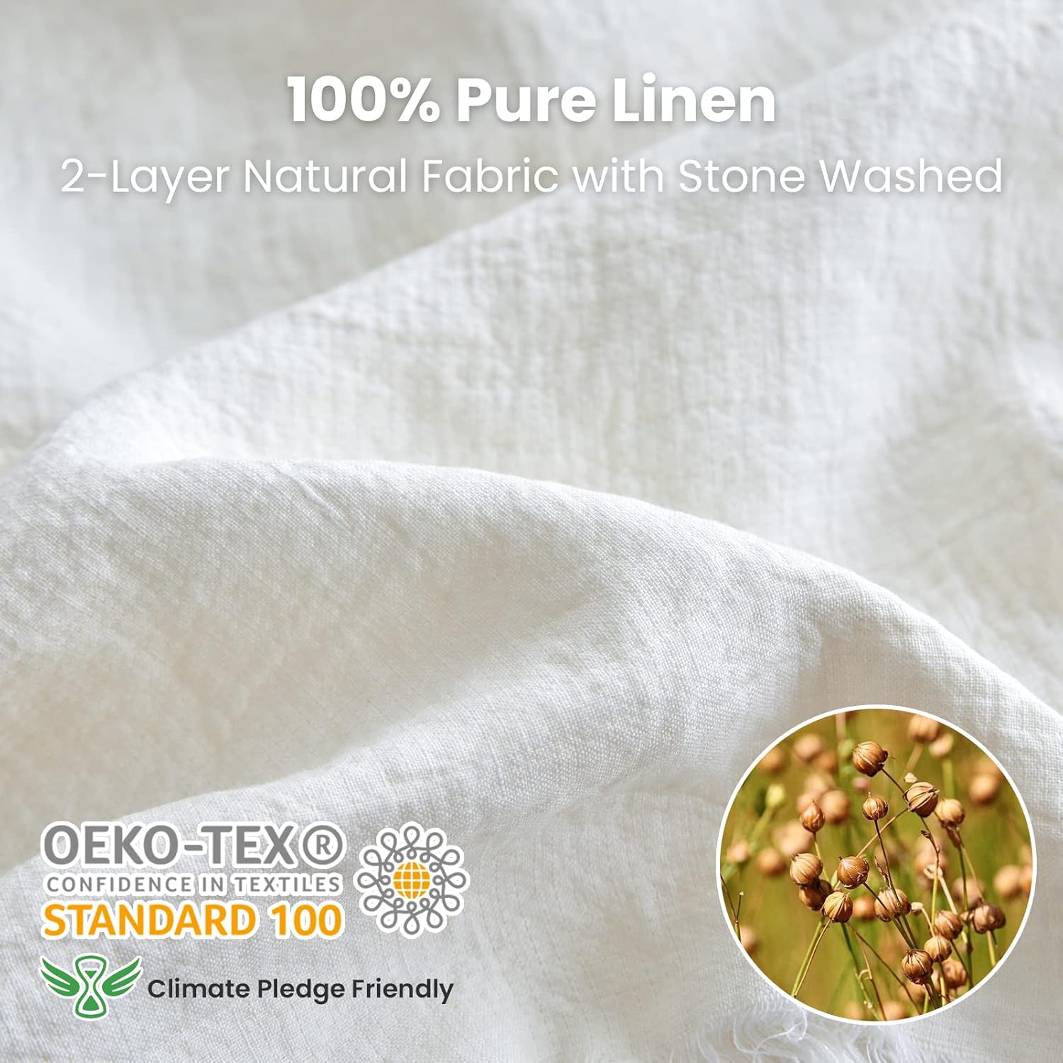 King Linens Manta 100% de lino con flecos para sofá, cama, sofá, regalo, lino natural lavado, color liso, suave, transpirable, acogedora, decoración