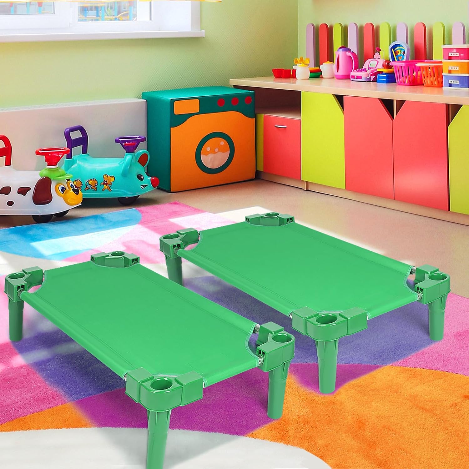 Cunas apilables para niños, 47 pulgadas de largo x 22 pulgadas de ancho, cuna portátil para dormir, cama portátil para muebles de aula preescolar,