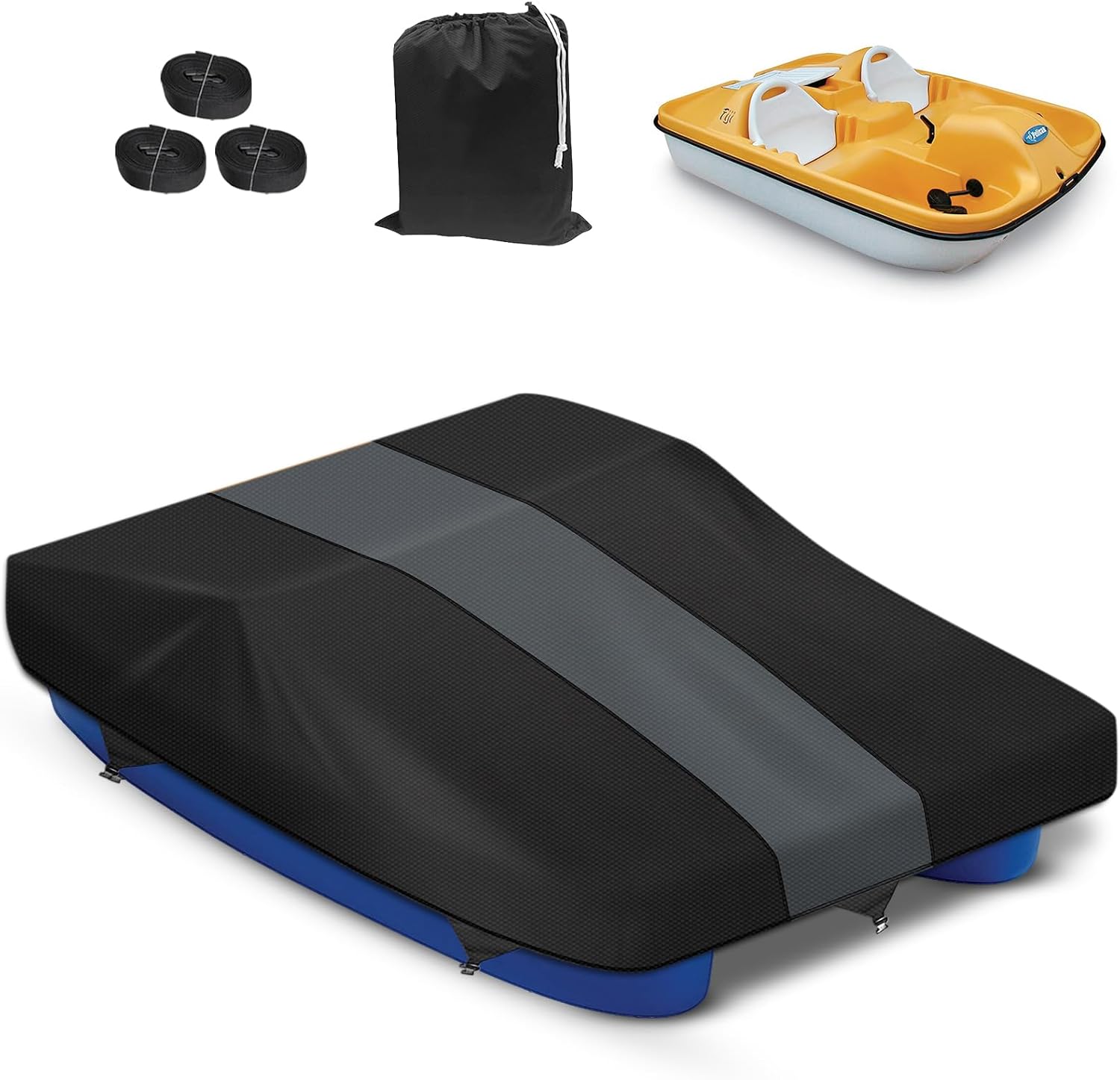 Tokept Funda para lancha con pedales, tela Oxford impermeable 210D resistente, 112.5 pulgadas de largo x 65 pulgadas, apta para 3 a 5 personas,