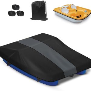 Tokept Funda para lancha con pedales, tela Oxford impermeable 210D resistente, 112.5 pulgadas de largo x 65 pulgadas, apta para 3 a 5 personas, Tokept Funda para lancha con pedales, tela Oxford impermeable 210D resistente, 112.5 pulgadas de largo x 65 pulgadas, apta para 3 a 5 personas,