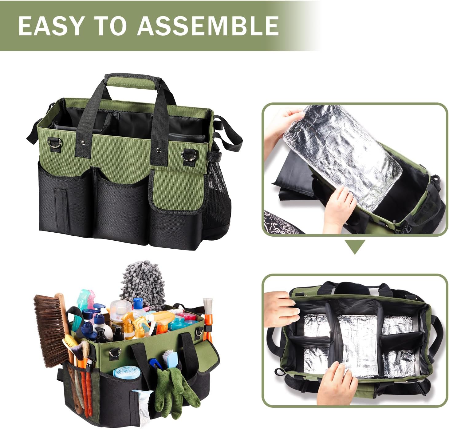 Viajero Bolsa de limpieza portátil, organizador de suministros de limpieza grande, organizador de suministros de limpieza, bolsa de detallado con
