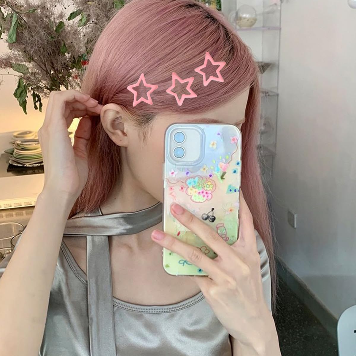 Pinzas para el cabello con diseño de estrella de metal, color rosa, lindas y pequeñas, pinzas para el cabello Y2K, con diseño de estrella Y2K,