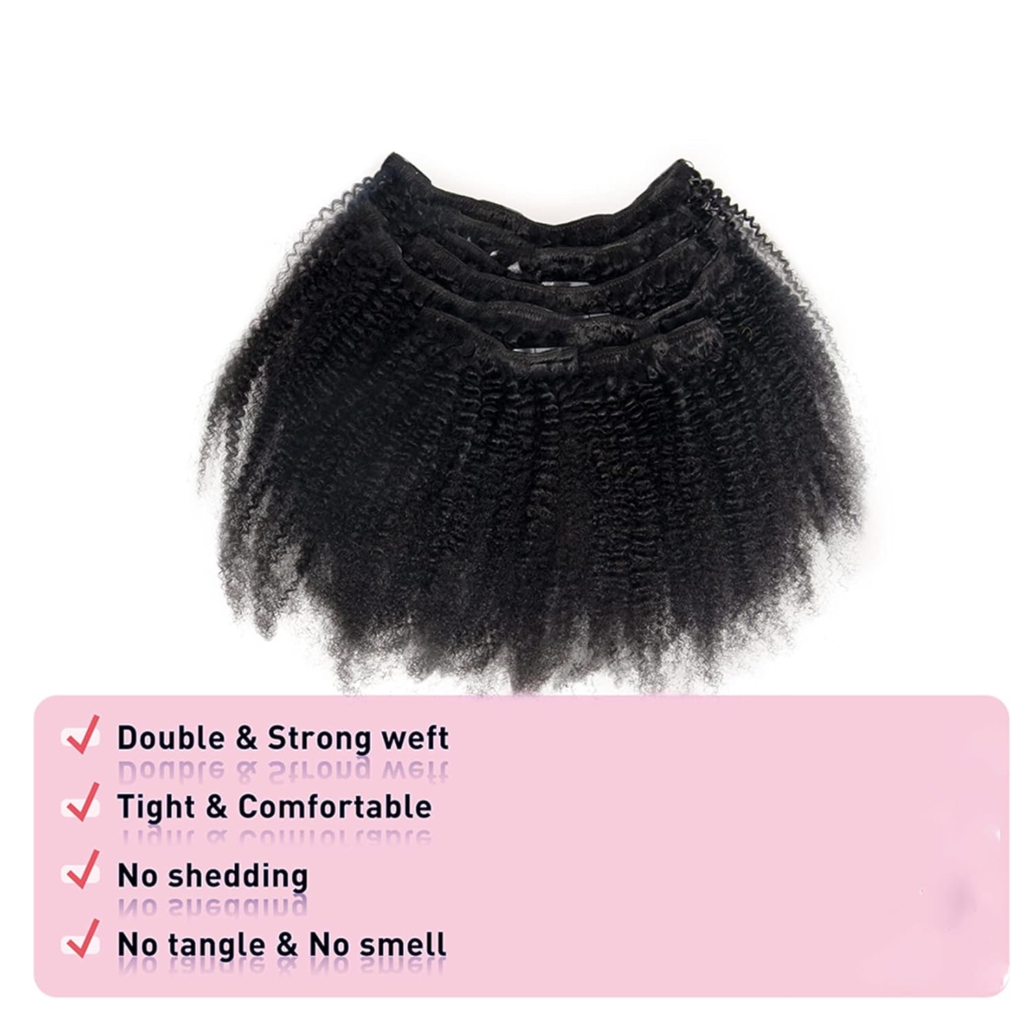Kabadu – 8 piezas de 4.23 ozjuego de cabello humano rizado afro rizado para mujeres negras, extensiones de cabello humano virgen brasileño 4B 4C
