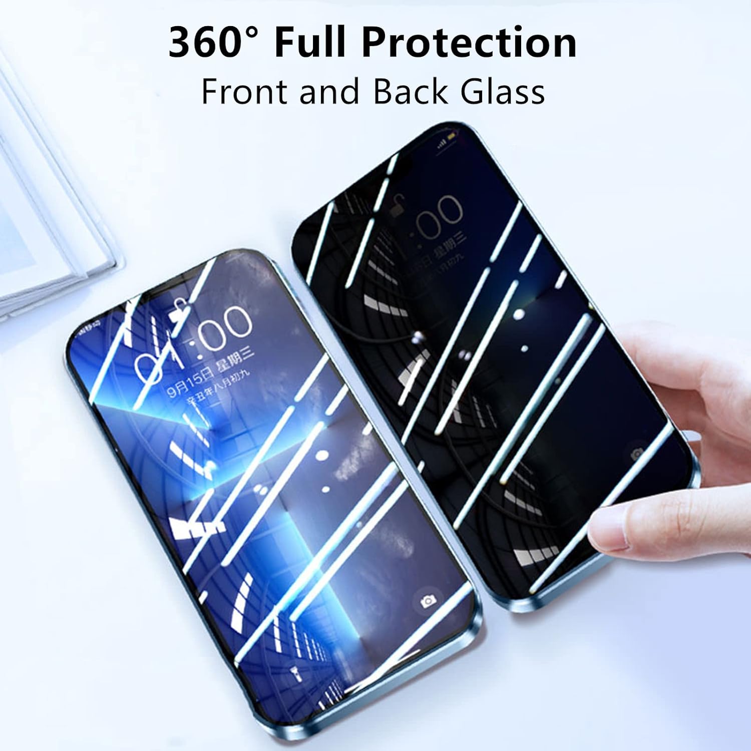 Jonwelsy – Funda antiespía para iPhone 13 Pro (6.1 pulgadas), cubierta de vidrio templado de privacidad frontal y trasera de 360 grados, pantalla