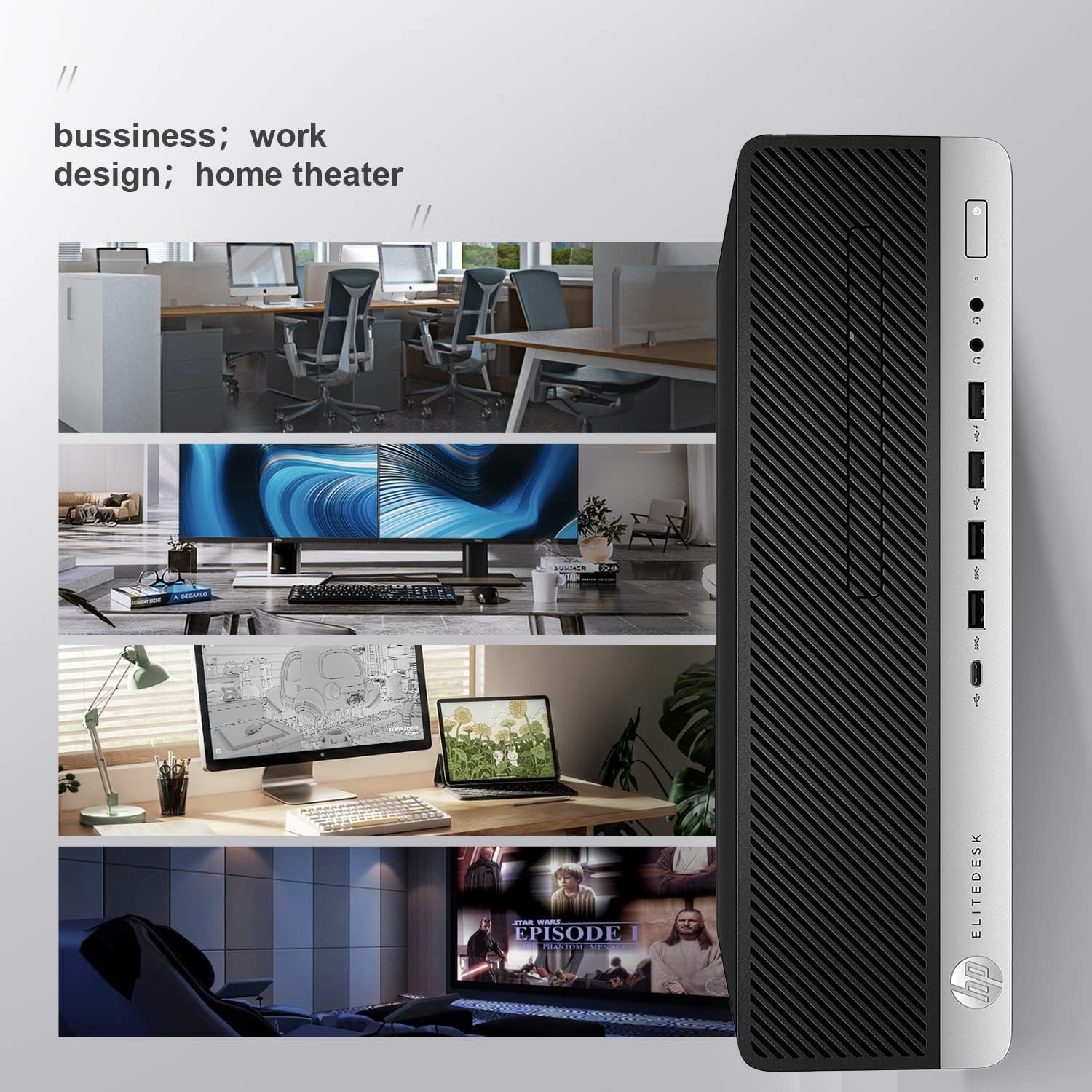 HP EliteDesk 800 G4 SFF – Computadora de escritorio de factor de forma pequeño, Intel Core i5-8500, 2.1 GHz, 32 GB DDR4 RAM, 512 GB SSD, WiFi,
