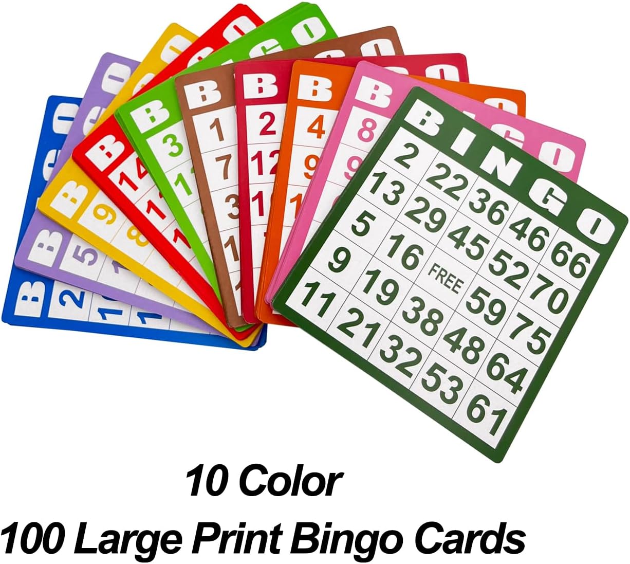 Juego de bingo – 1000 fichas coloridas con una bolsa, 100 tarjetas de bingo y mazo jumbo de tarjetas de llamada para adultos, personas mayores y