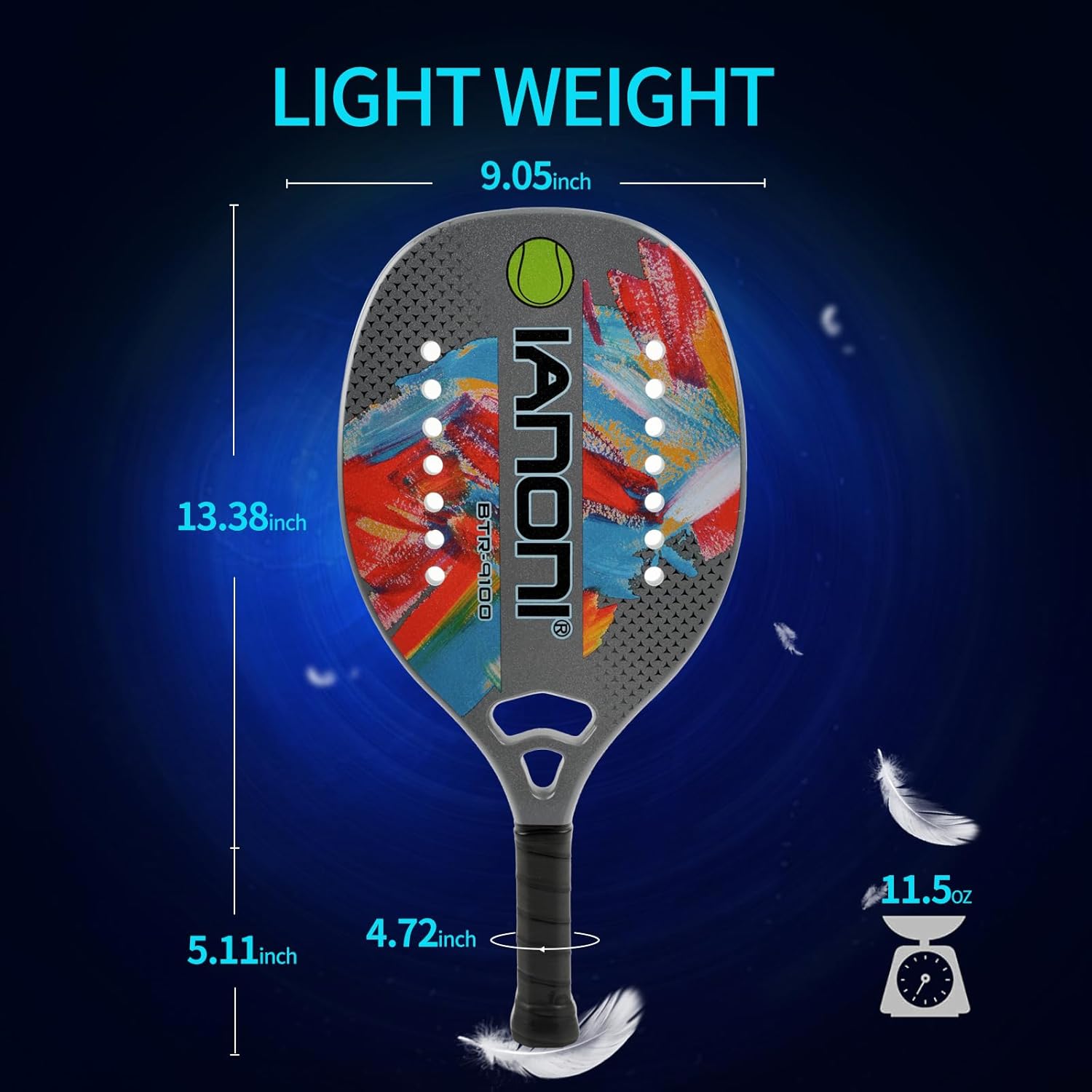 Pádel de tenis de playa Raqueta de tenis de playa Fibra de carbono con núcleo de espuma de memoria EVA Palas de tenis