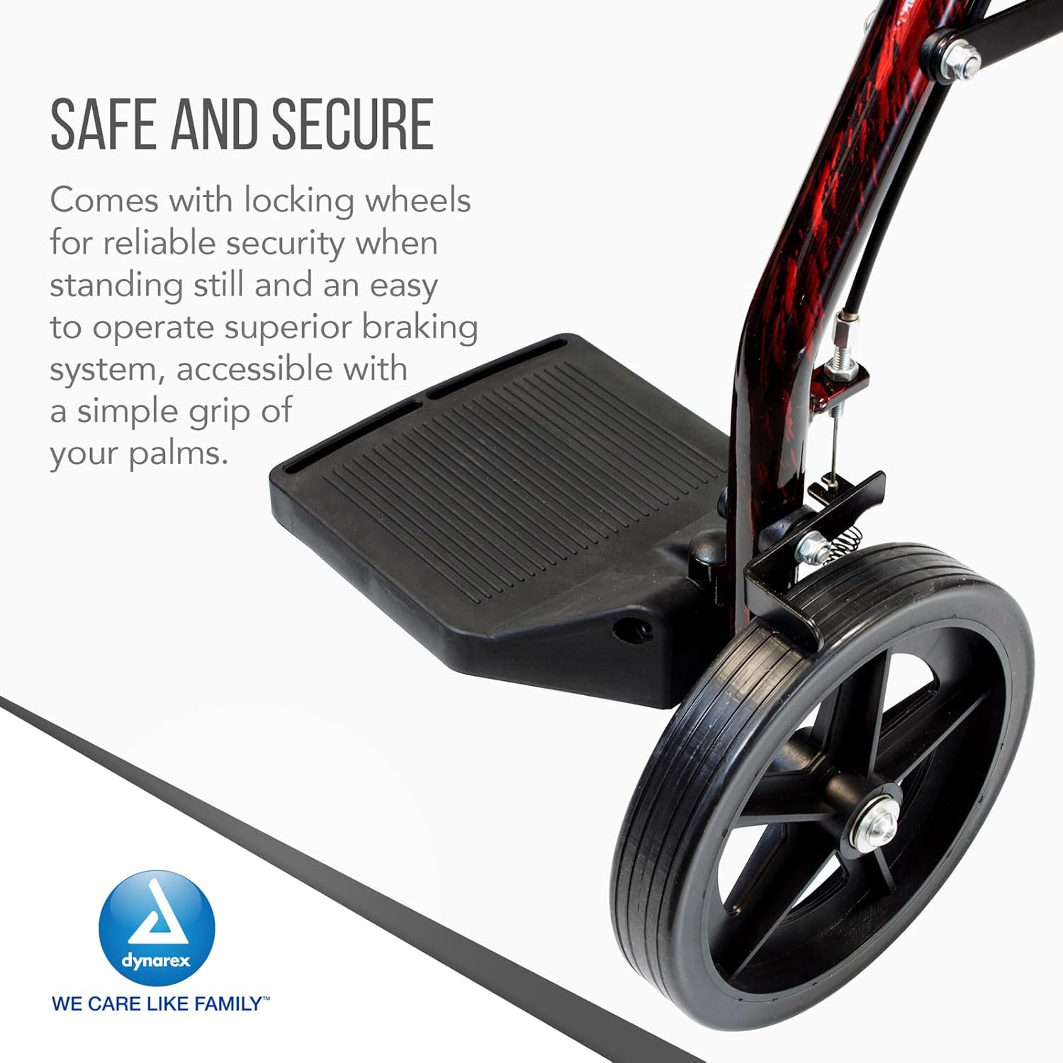 Dynarex DynaGo Duo Transport 4 ruedas – Andador con ruedas de pie y silla de ruedas de transporte sentada – Reposapiés plegables, capacidad de peso