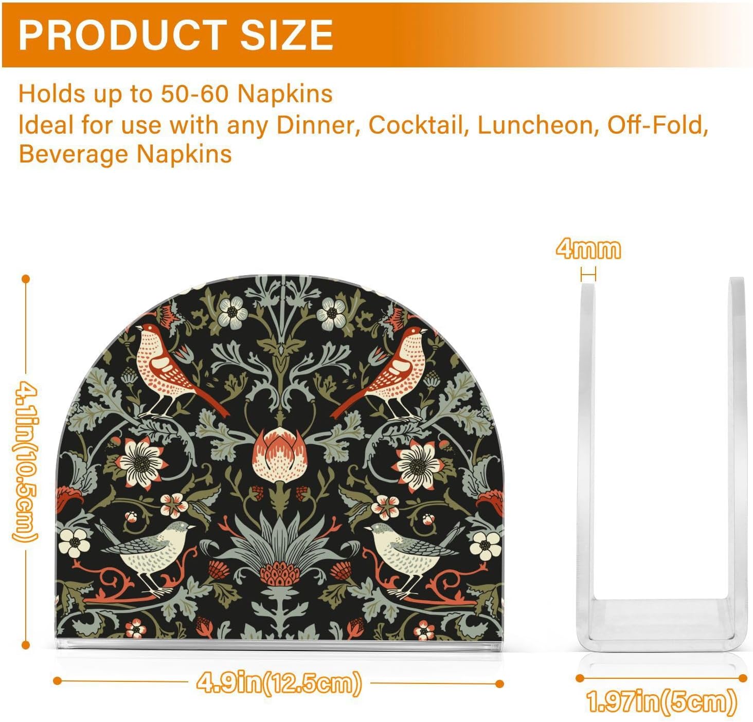 Servilletero para mesa, William Morris Flower Birds Servilletero Organizador para cocina, restaurante, decoración del hogar