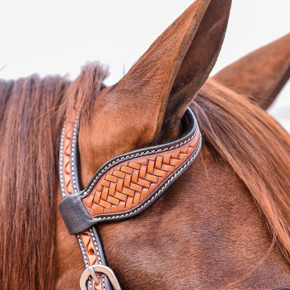 Doble S Basketweave – Cabezas de una oreja  Mejora la apariencia del caballo  Diseño versátil para actividades ecuestres  Exquisita artesanía