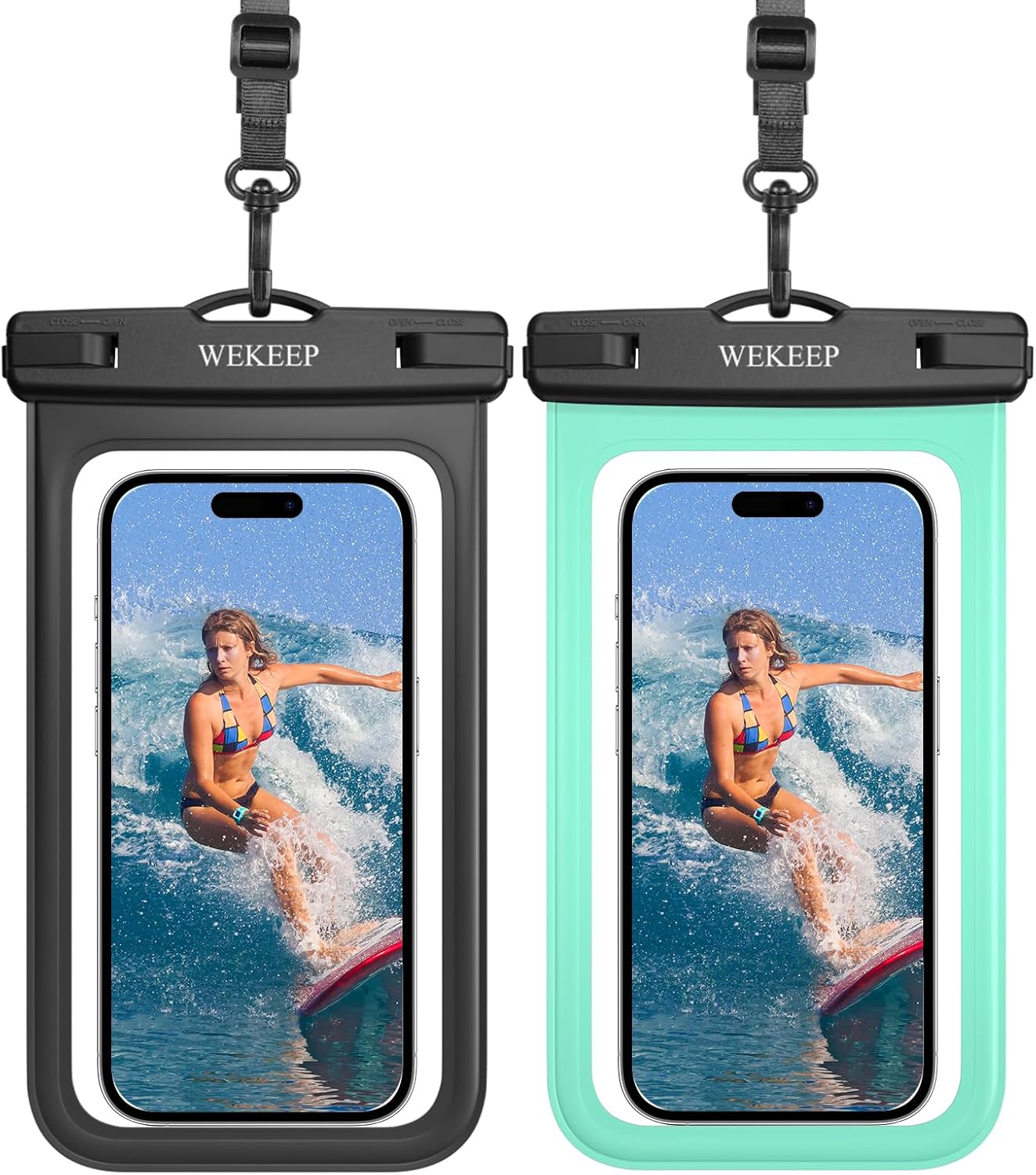 Paquete de 2 fundas universales impermeables para teléfono de hasta 8.3 pulgadas, IPX8, funda seca para teléfono celular compatible con iPhone 14,