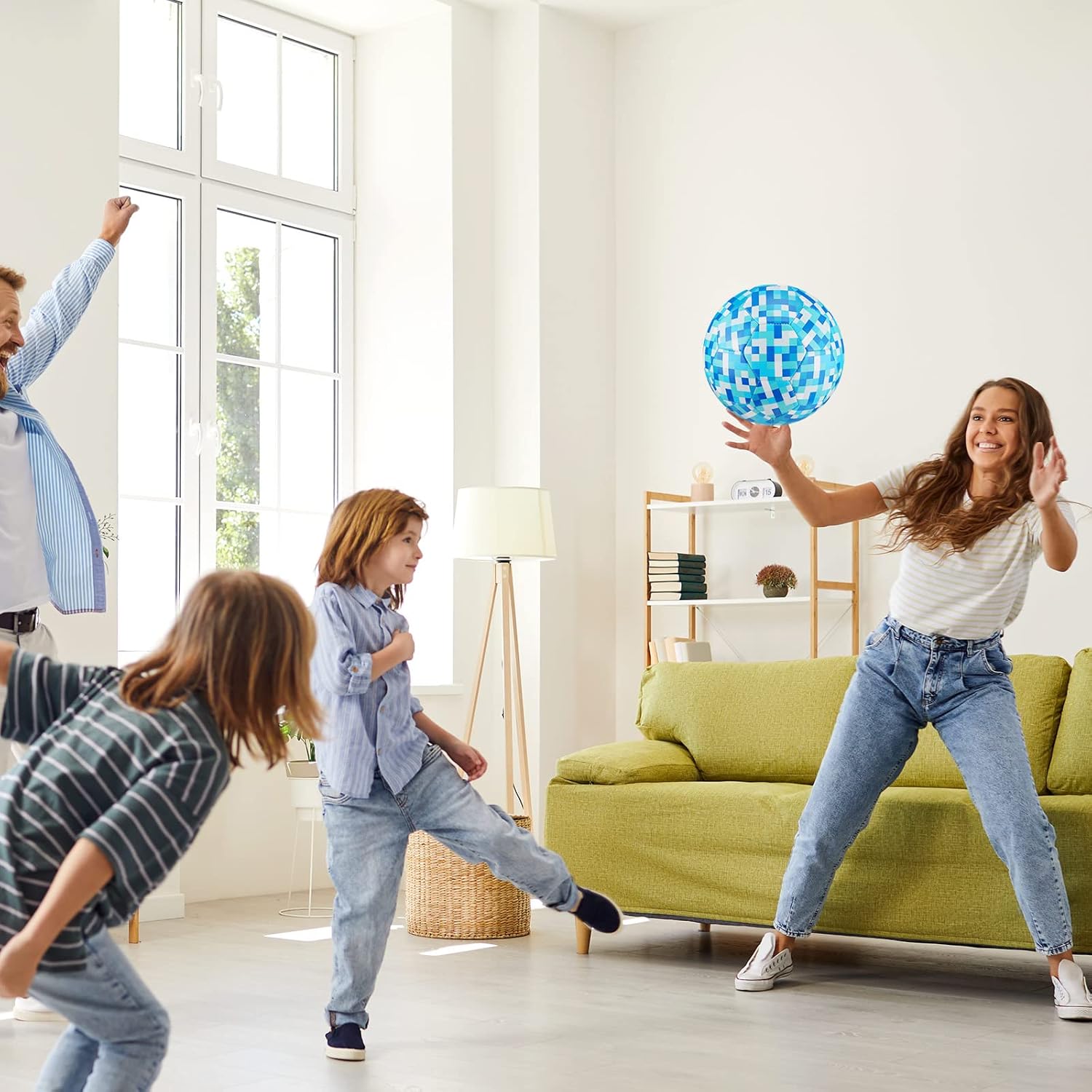 Pixel Size 3 – Balón de fútbol con bomba de 3 a 4 años, 4 a 6, 6 a 8 píxeles, para interiores y exteriores, juguetes de fútbol con bomba para niños,