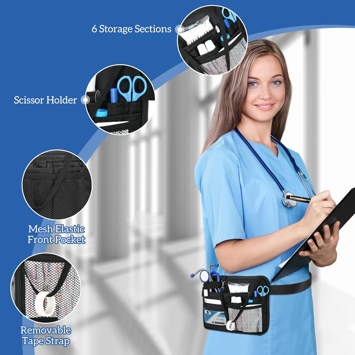 ProCase Riñonera para enfermera, riñonera médica de enfermería para mujeres, bolsa organizadora de enfermera para llevar estetoscopios y suministros