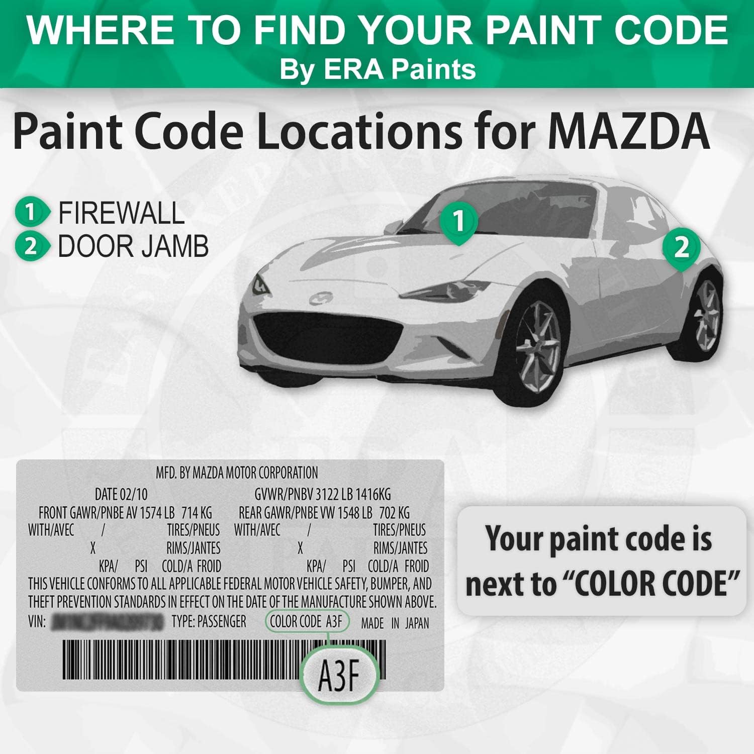 ERA Paints 42A – Mica gris meteorito para MAZDA Exact Match Automotive Touch Up Paint Jar – Kit esencial