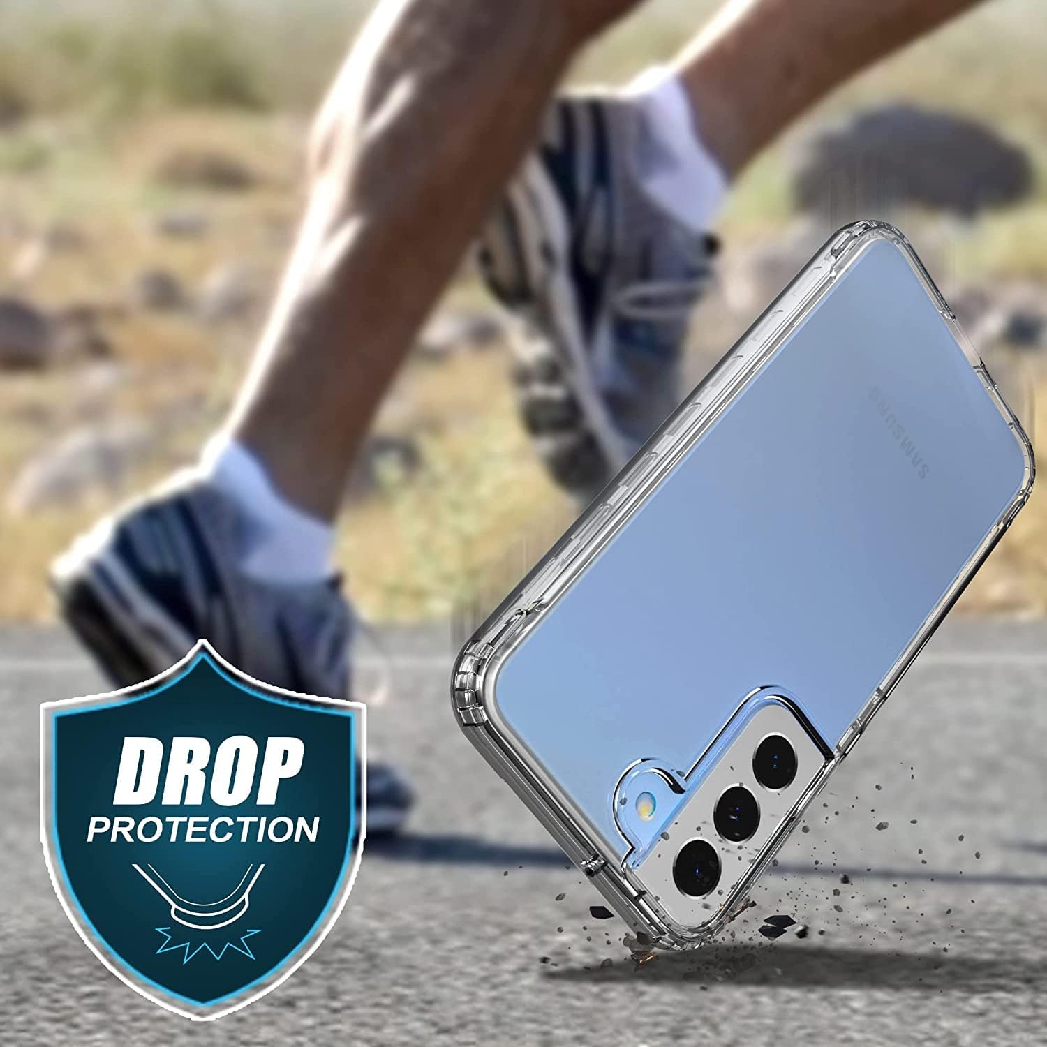IDweel Funda transparente para Galaxy S22 Plus con protector de pantalla de vidrio templado, híbrida 2 en 1, a prueba de golpes, suave, delgada,