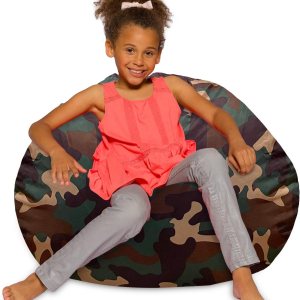 Posh Creations – Sillón puff para niños, adolescentes y adultos, incluye funda extraíble y lavable a máquina, nailon suave, estampado de camuflaje Posh Creations – Sillón puff para niños, adolescentes y adultos, incluye funda extraíble y lavable a máquina, nailon suave, estampado de camuflaje