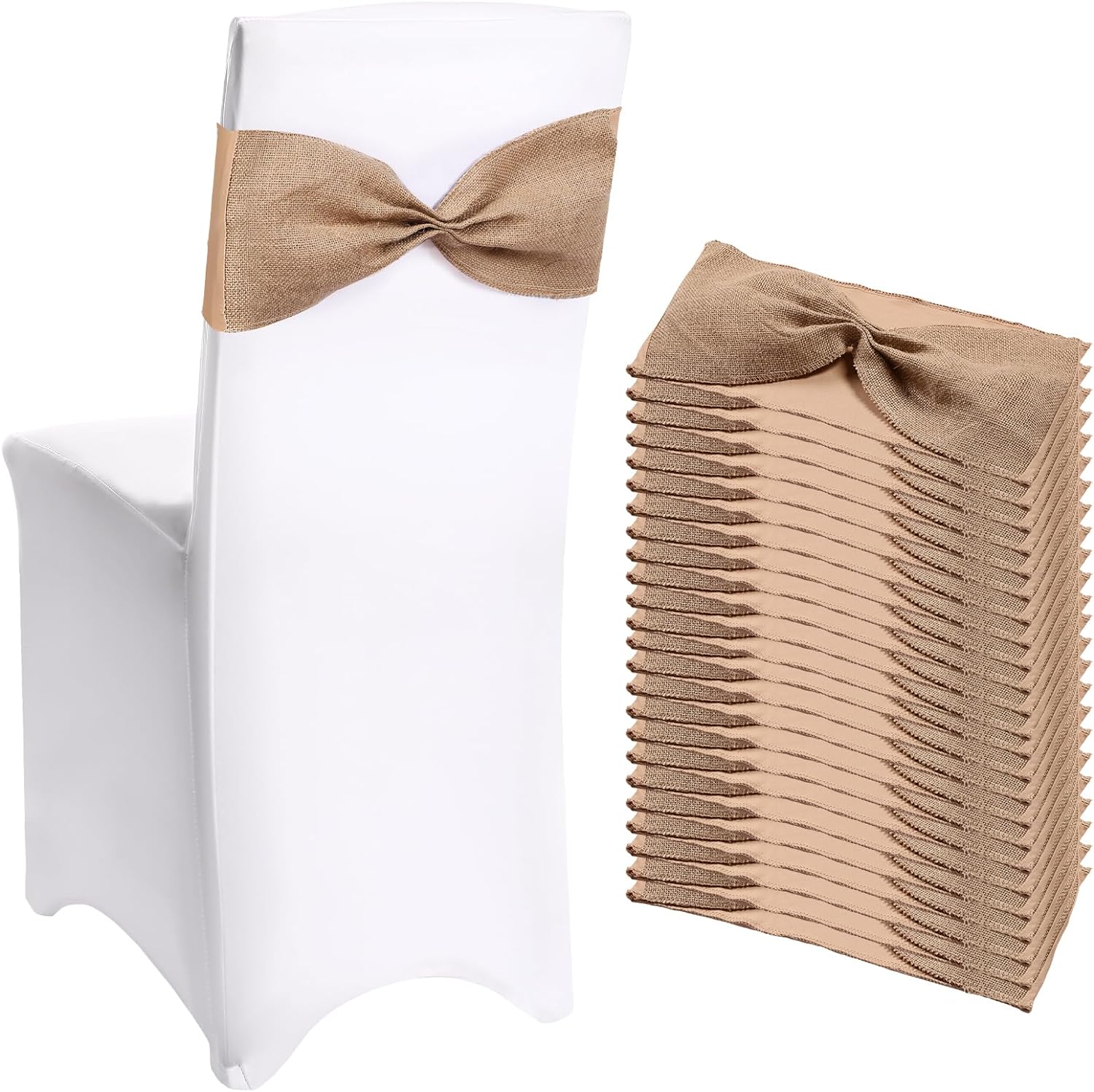 Bandas elásticas de arpillera para silla de lino y elastano, bandas rústicas para sillas de comedor, lazos para boda, comedor, banquete, evento,
