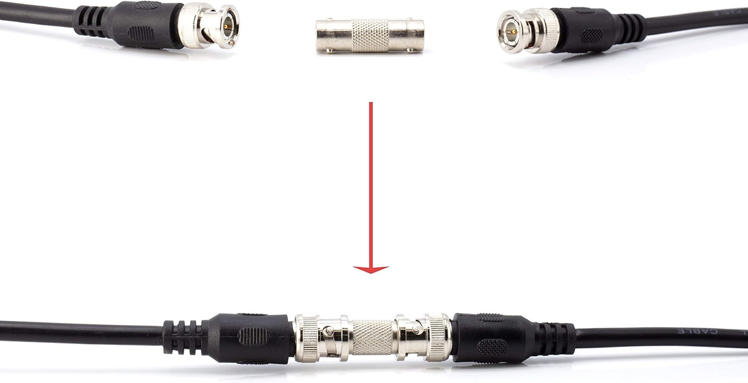 THE CIMPLE CO Conectores BNC, acoplador hembra a hembra, paquete de 25, adaptador (conector de barril) para cámara de seguridad CCTV, SDI, HD-SDI