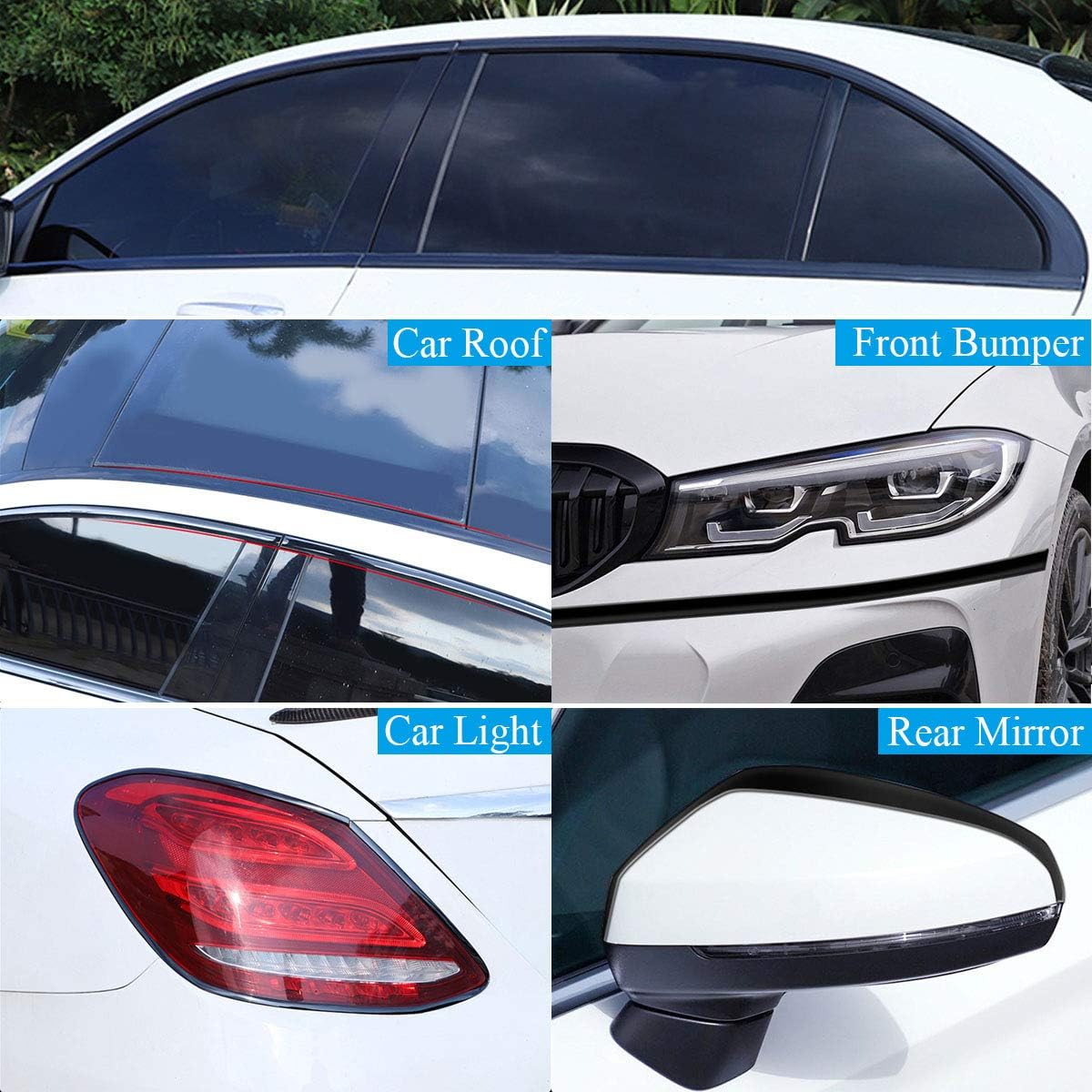 Moldura negra brillante de 16 pies para automóviles de 12 pulgadas de ancho, tira de moldura lateral interior de automóvil (autoadhesiva), a prueba