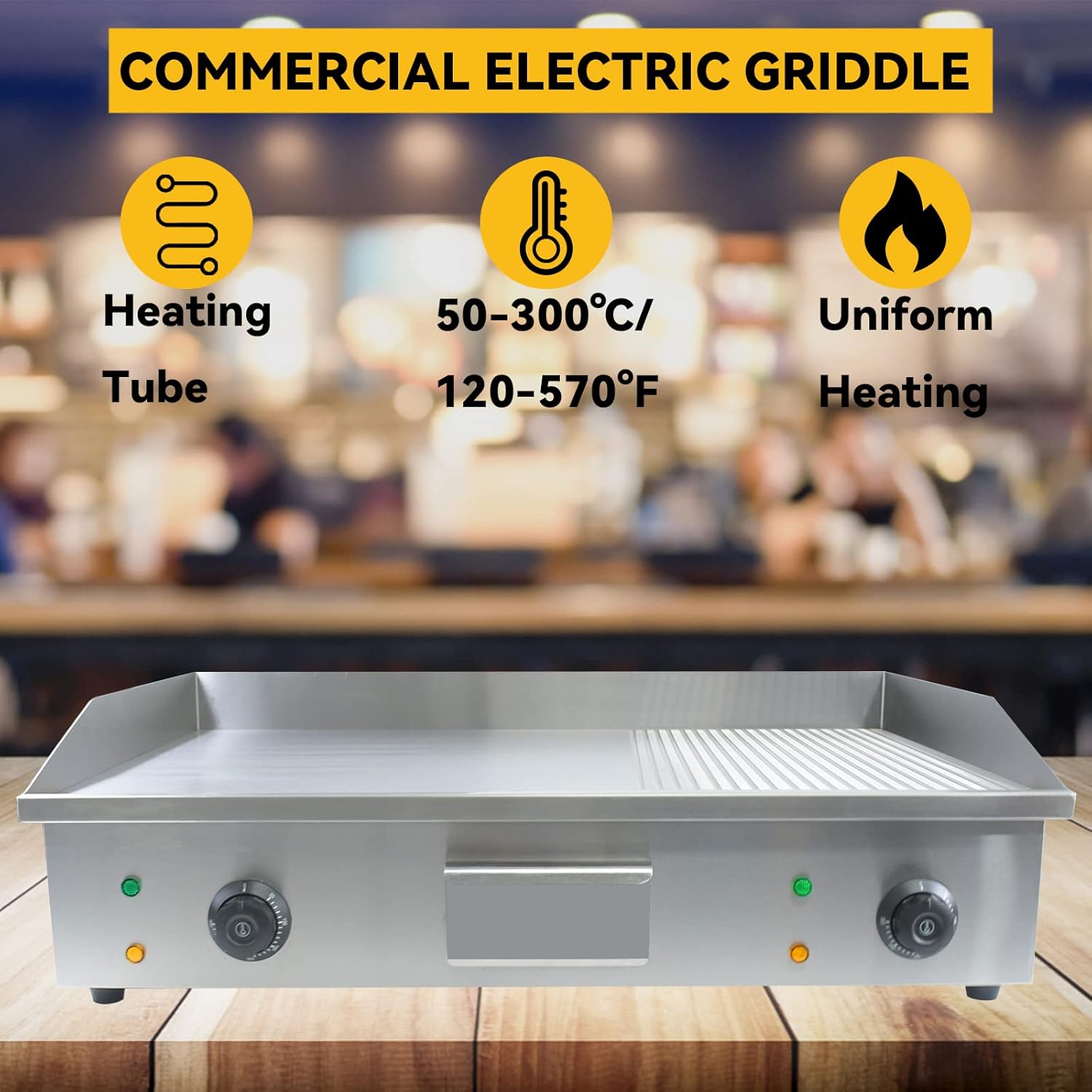 NJTFHU 29 “parrilla comercial, 110 V 3000 W plancha eléctrica, antiadherente parrilla eléctrica plana, plancha para cocinar equipo de cocina