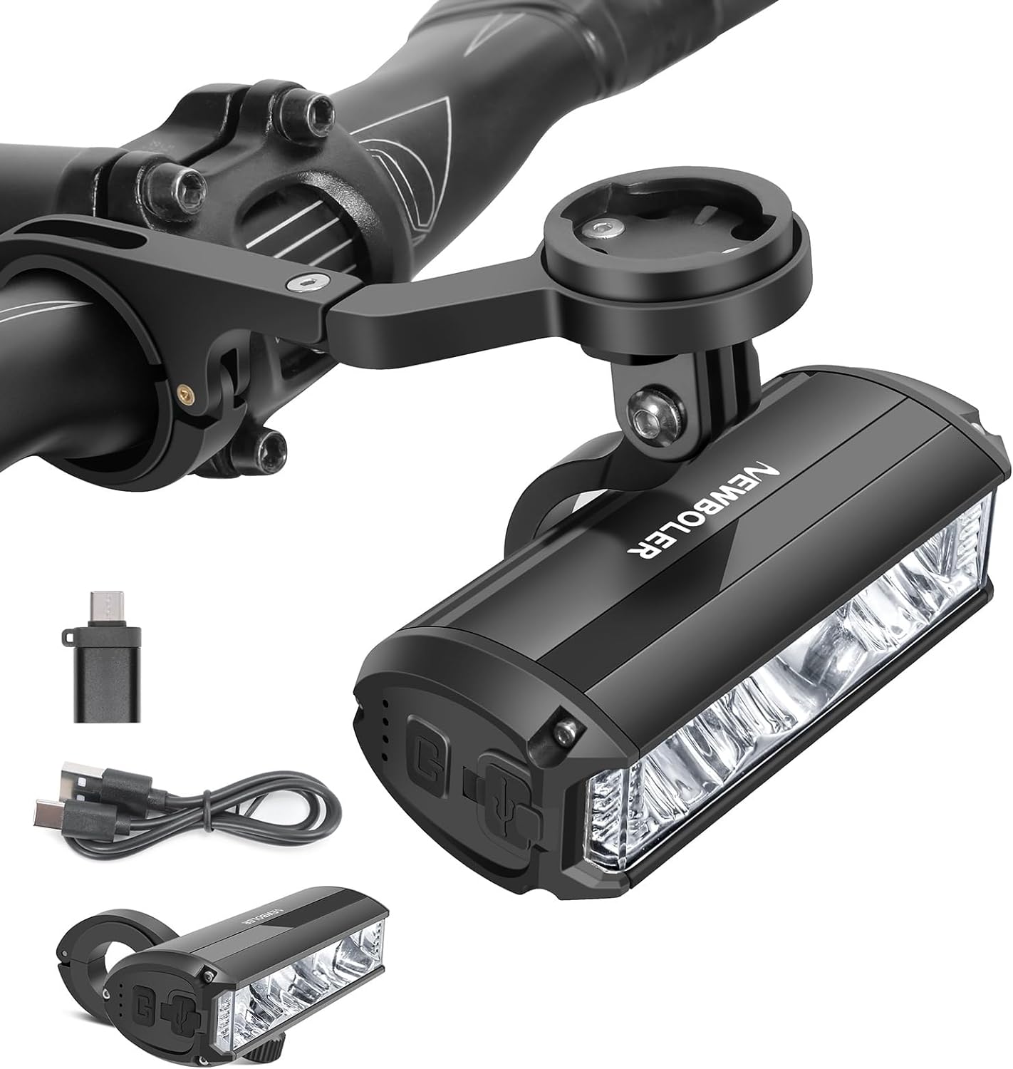 Luces de bicicleta para montar por la noche, luz de bicicleta con soporte para computadora de bicicleta, 3000 lúmenes, luz frontal de bicicleta