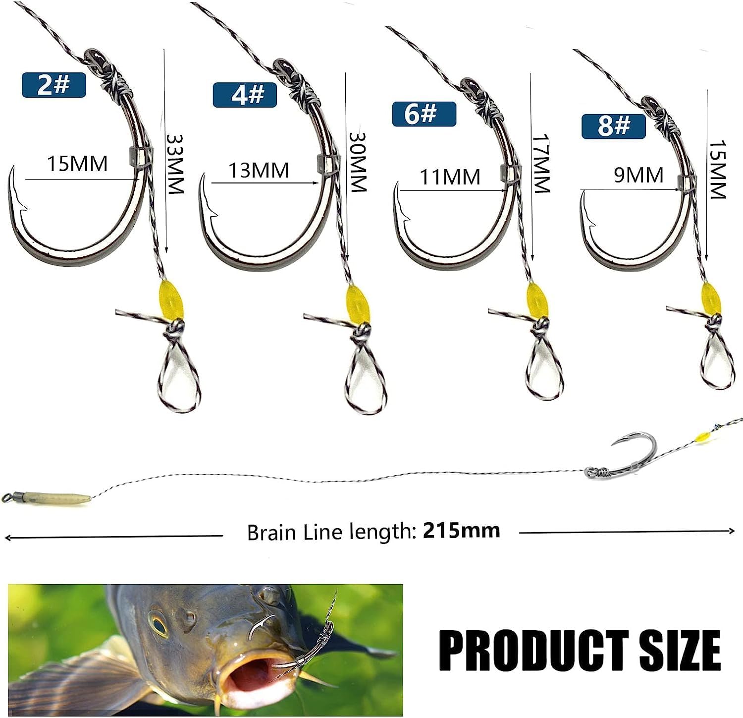 YOTO Equipo de pesca de carpa, 24 piezas, equipo de pesca de carpa con gancho ancho de hueco, kit de pesca de carpa con accesorios de carpa, 24
