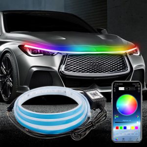 Tira de luces LED para capó de automóvil, 70 pulgadas, RGB multicolor, luces exteriores de automóvil con luz dinámica de circulación diurna A Tira de luces LED para capó de automóvil, 70 pulgadas, RGB multicolor, luces exteriores de automóvil con luz dinámica de circulación diurna A