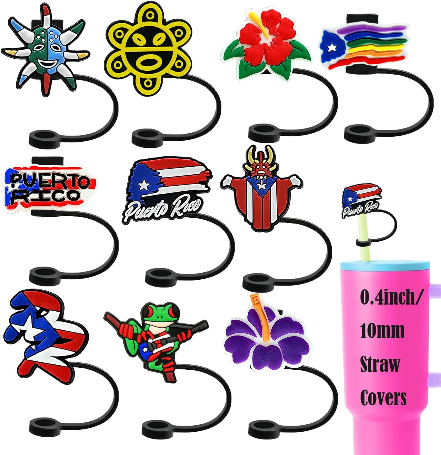 10 tapas de popote para copa Stanley, (Puerto Rico) de silicona compatible con vaso Stanley de 30 y 40 onzas con asa, cubiertas de punta de popote