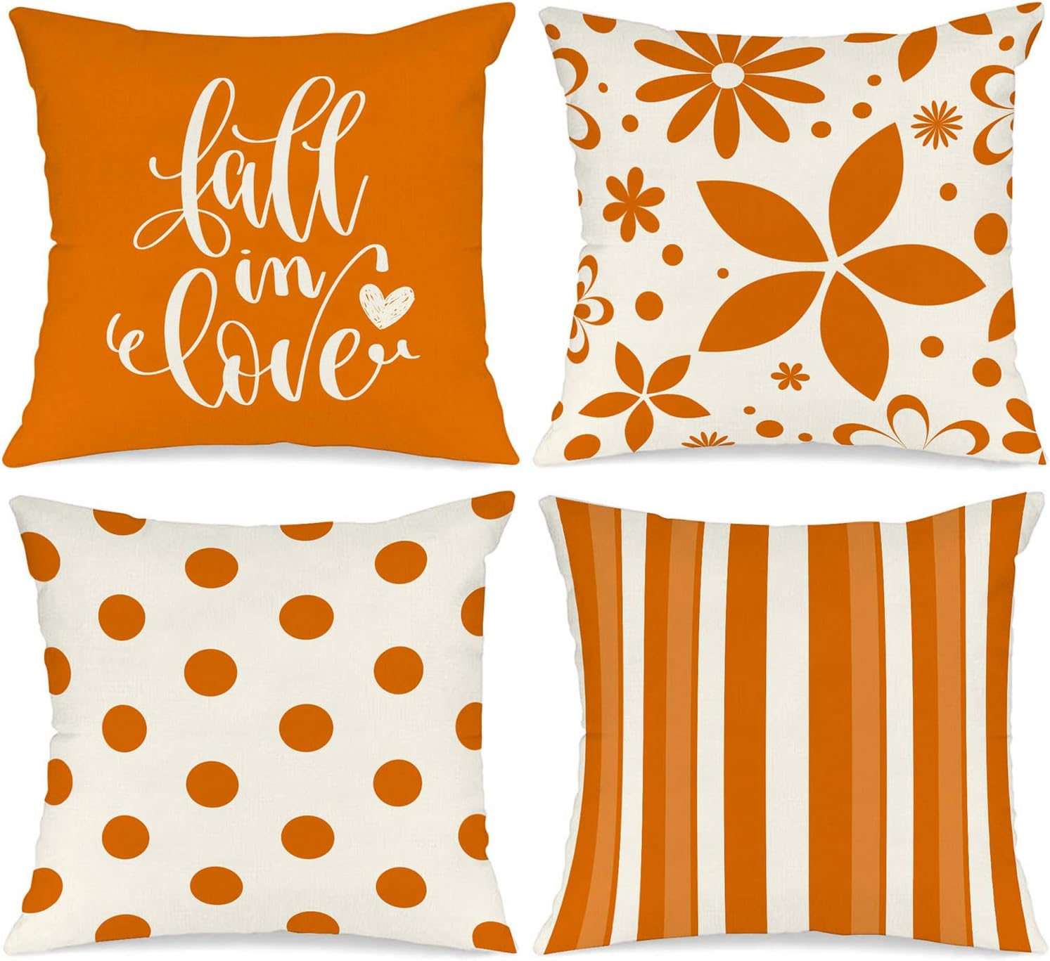 Ywlake Juego de 4 fundas de almohada de otoño de 16 x 16 pulgadas, fundas decorativas de cojín de 16 x 16 pulgadas, fundas de almohada otoñales de