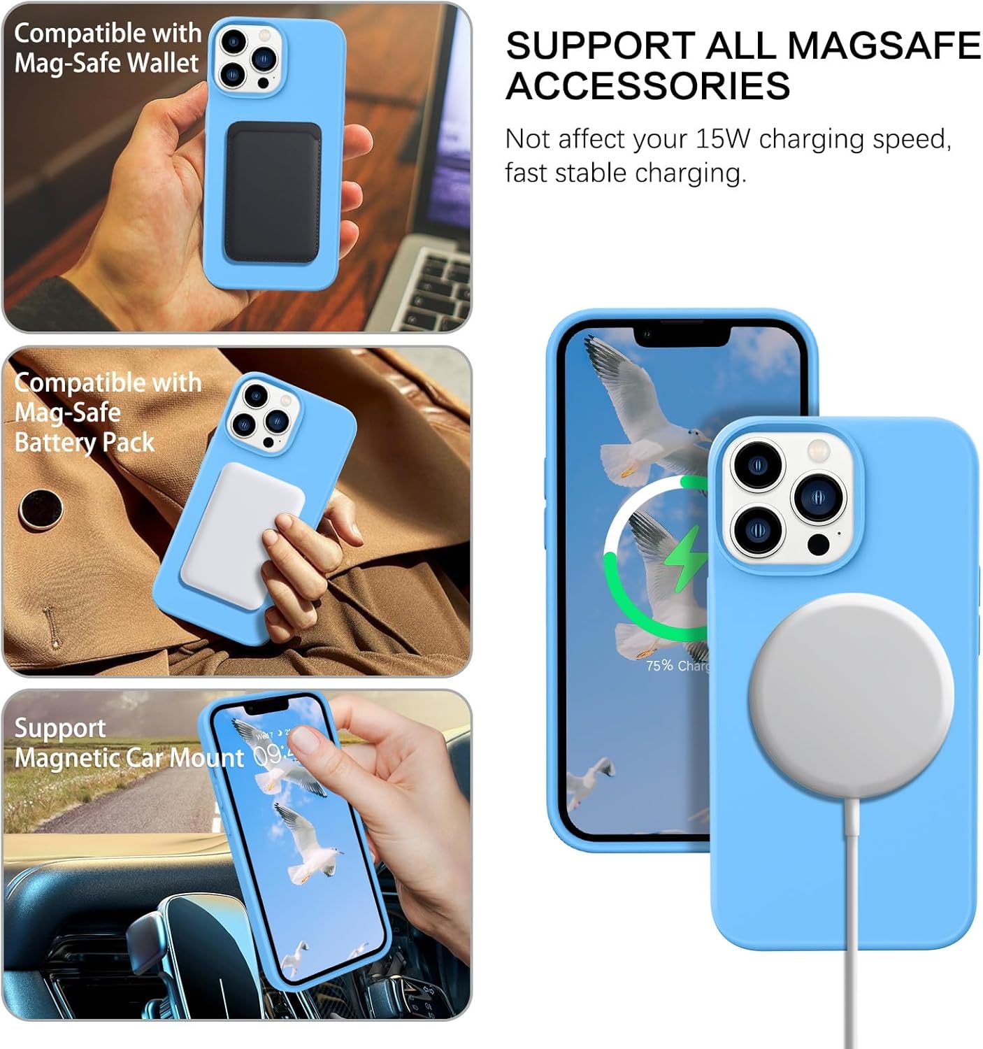 BENTOBEN Funda para iPhone 13 Pro Max, funda para iPhone 13 Pro Max con Magsafe, magnética, ajuste delgado, silicona líquida suave, antiarañazos, a