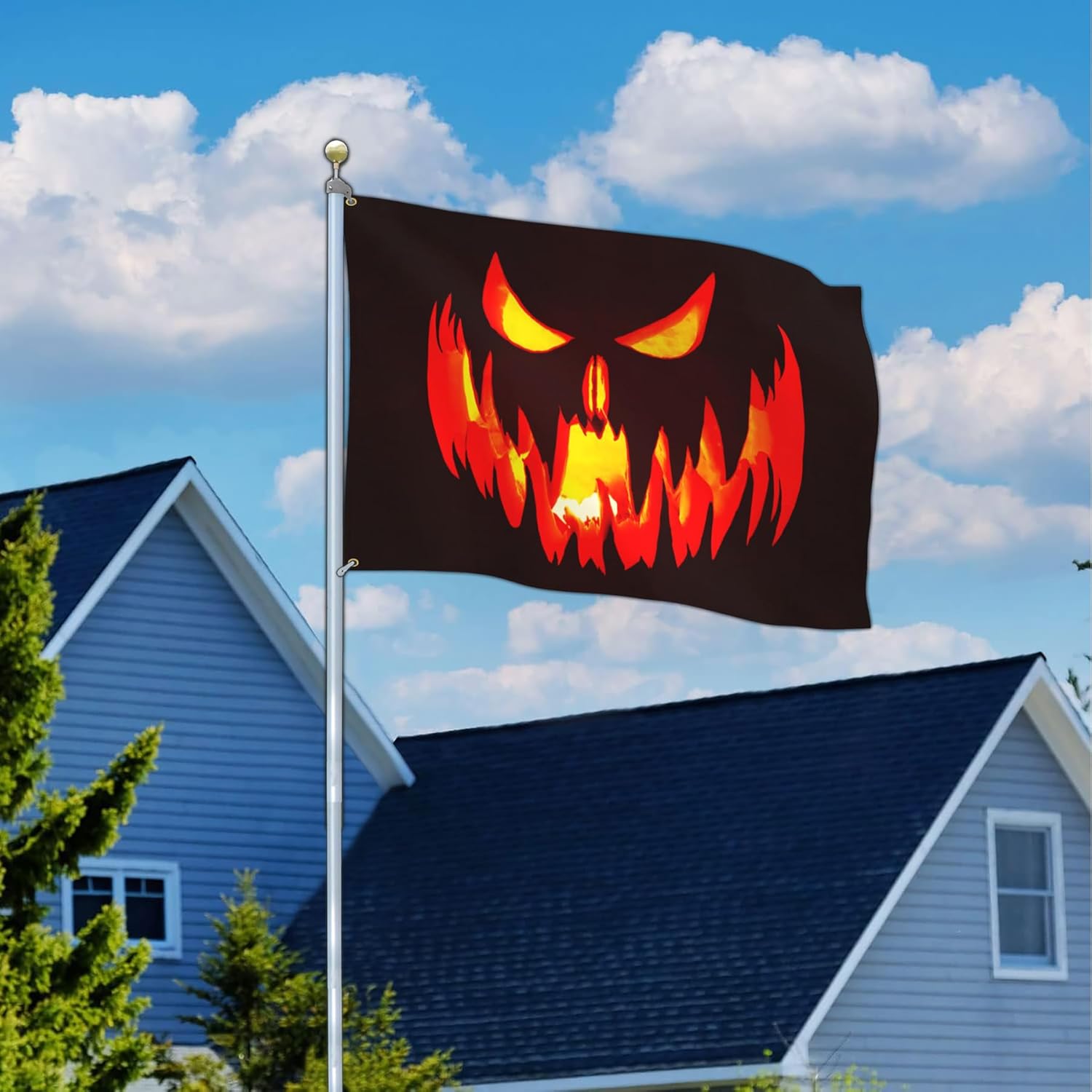Bandera de Halloween de 3 x 5 para exteriores, bandera de calabaza de Halloween de doble cara para interiores y exteriores, decoración de Halloween,